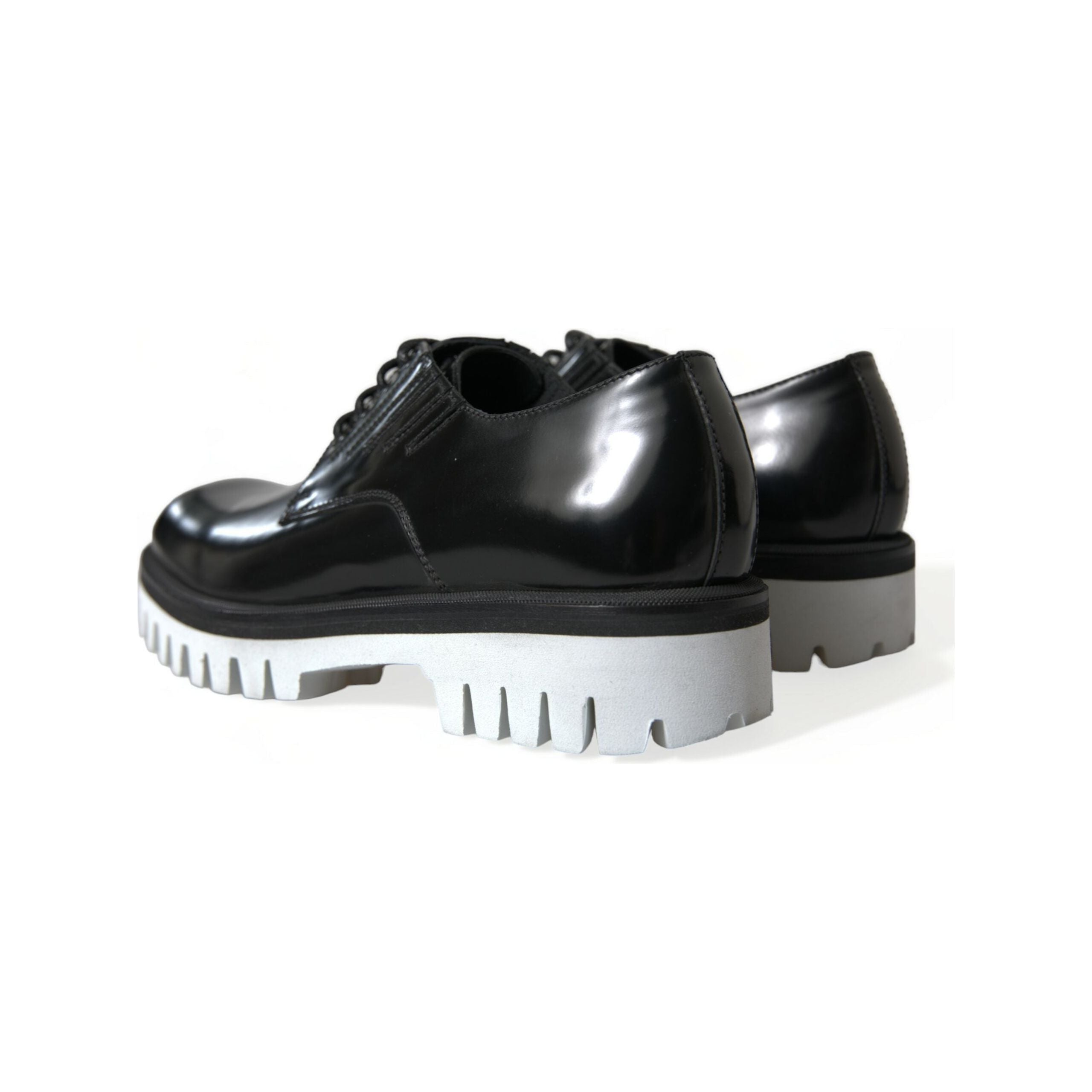 Dolce & Gabbana Black and White Leather Derby Shoes