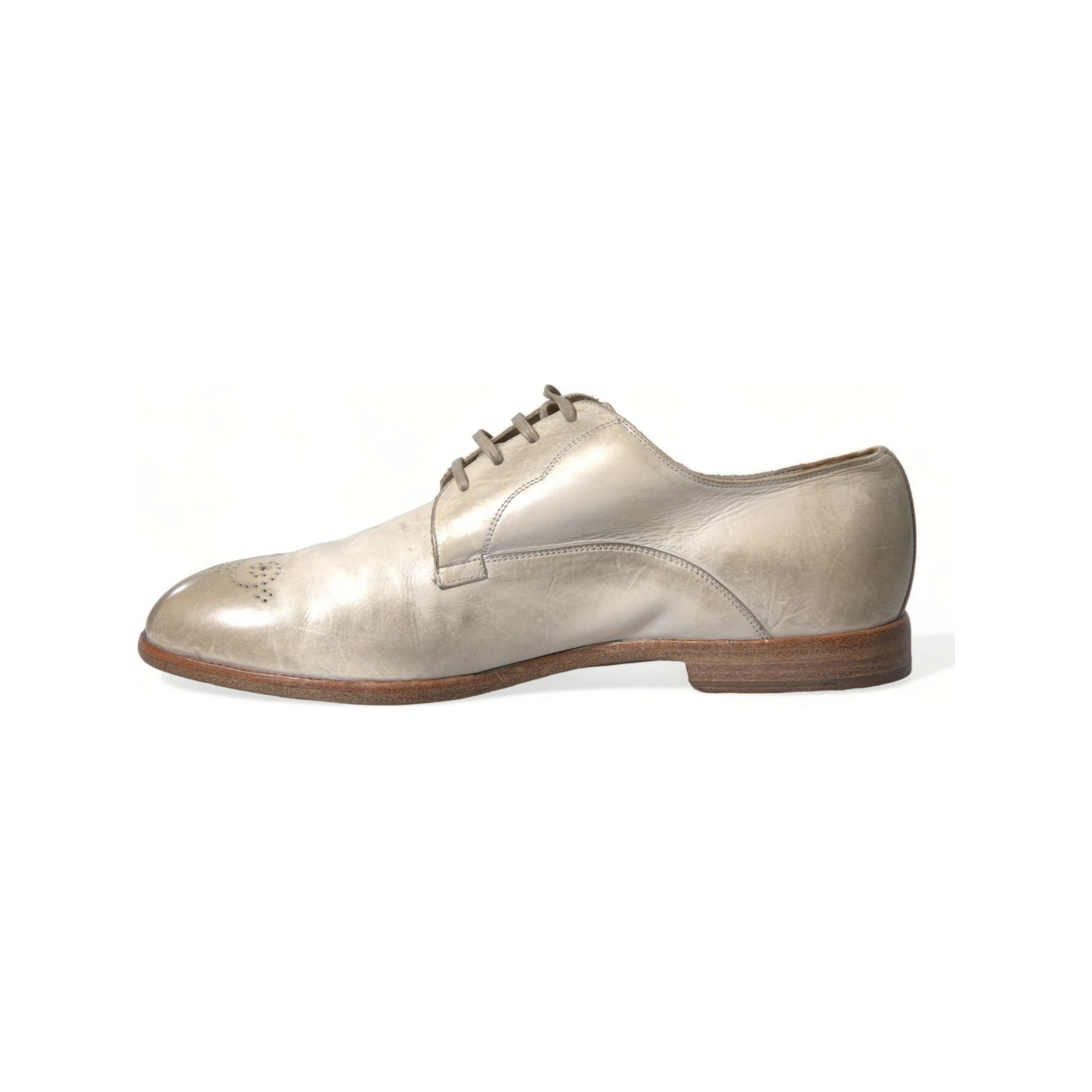 Dolce & Gabbana White Calfskin Derby Shoes