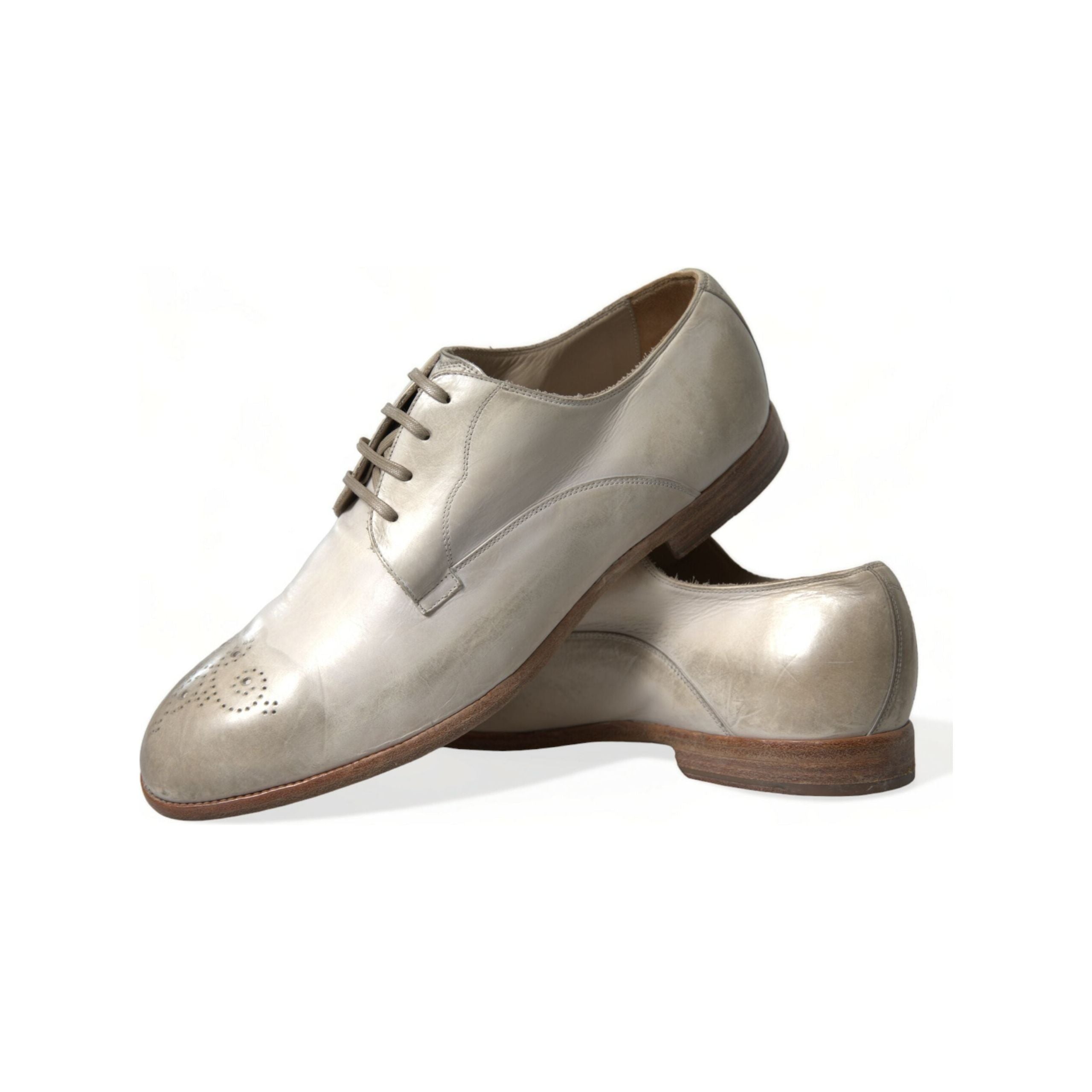 Dolce & Gabbana White Calfskin Derby Shoes