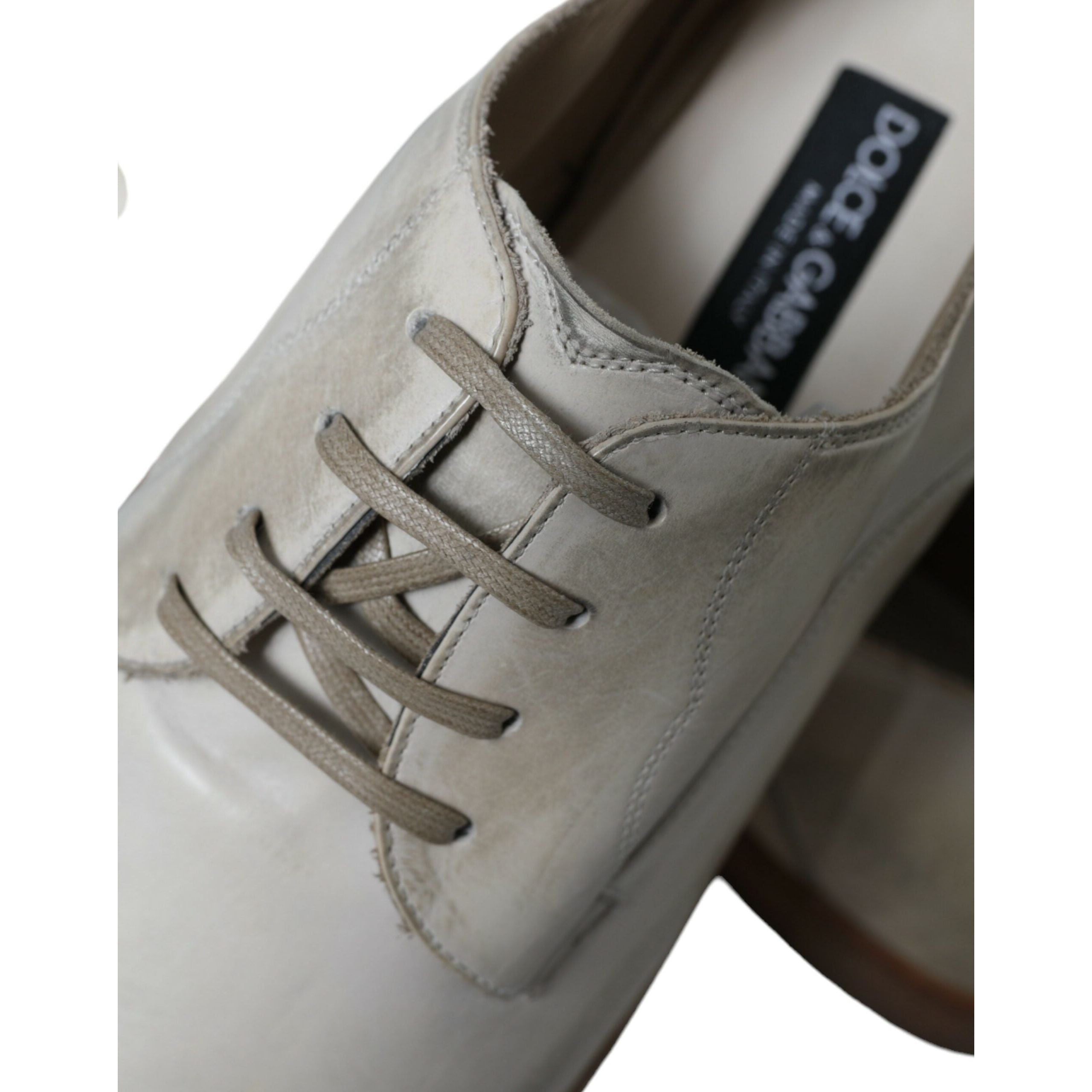 Dolce & Gabbana White Calfskin Derby Shoes