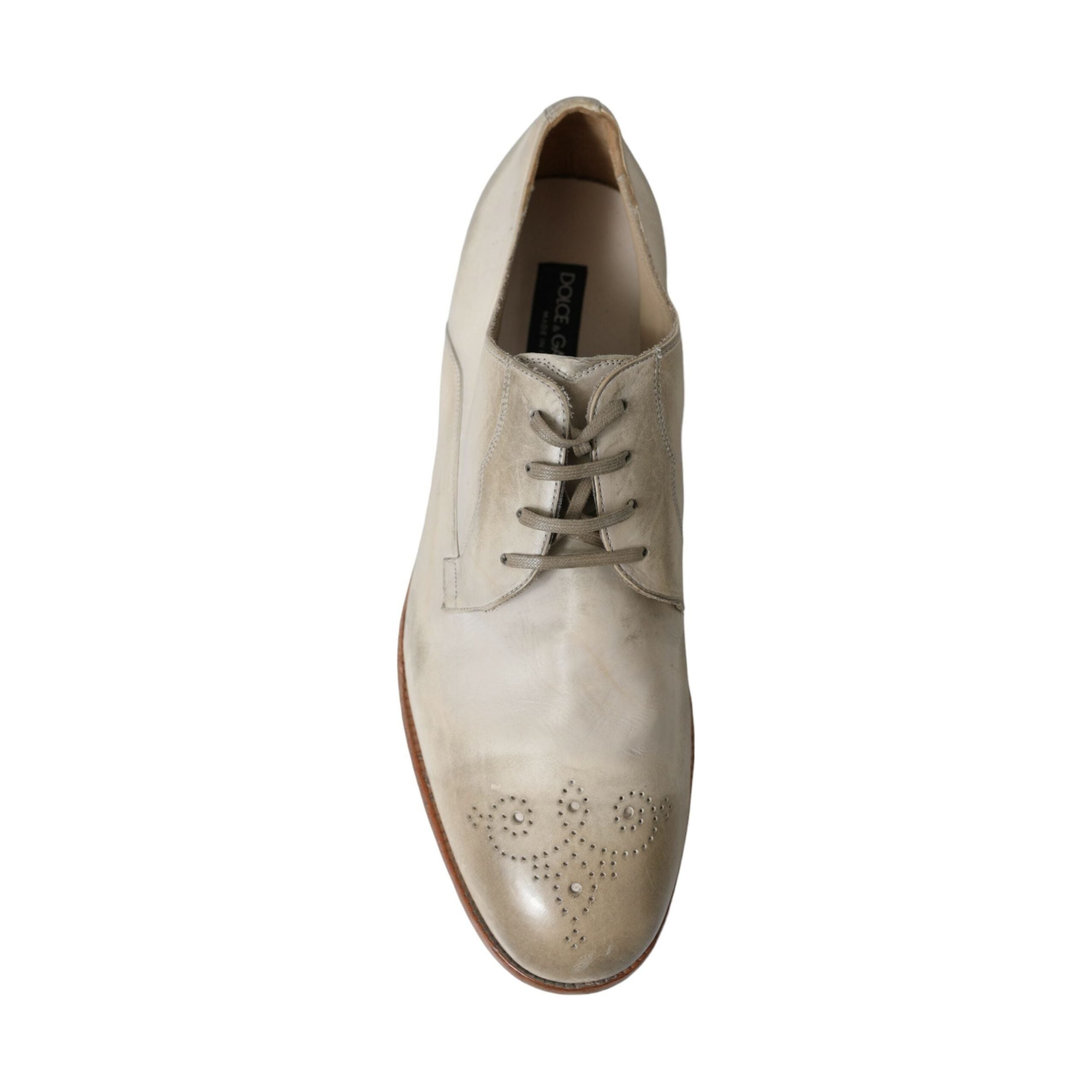 Dolce & Gabbana White Calfskin Derby Shoes