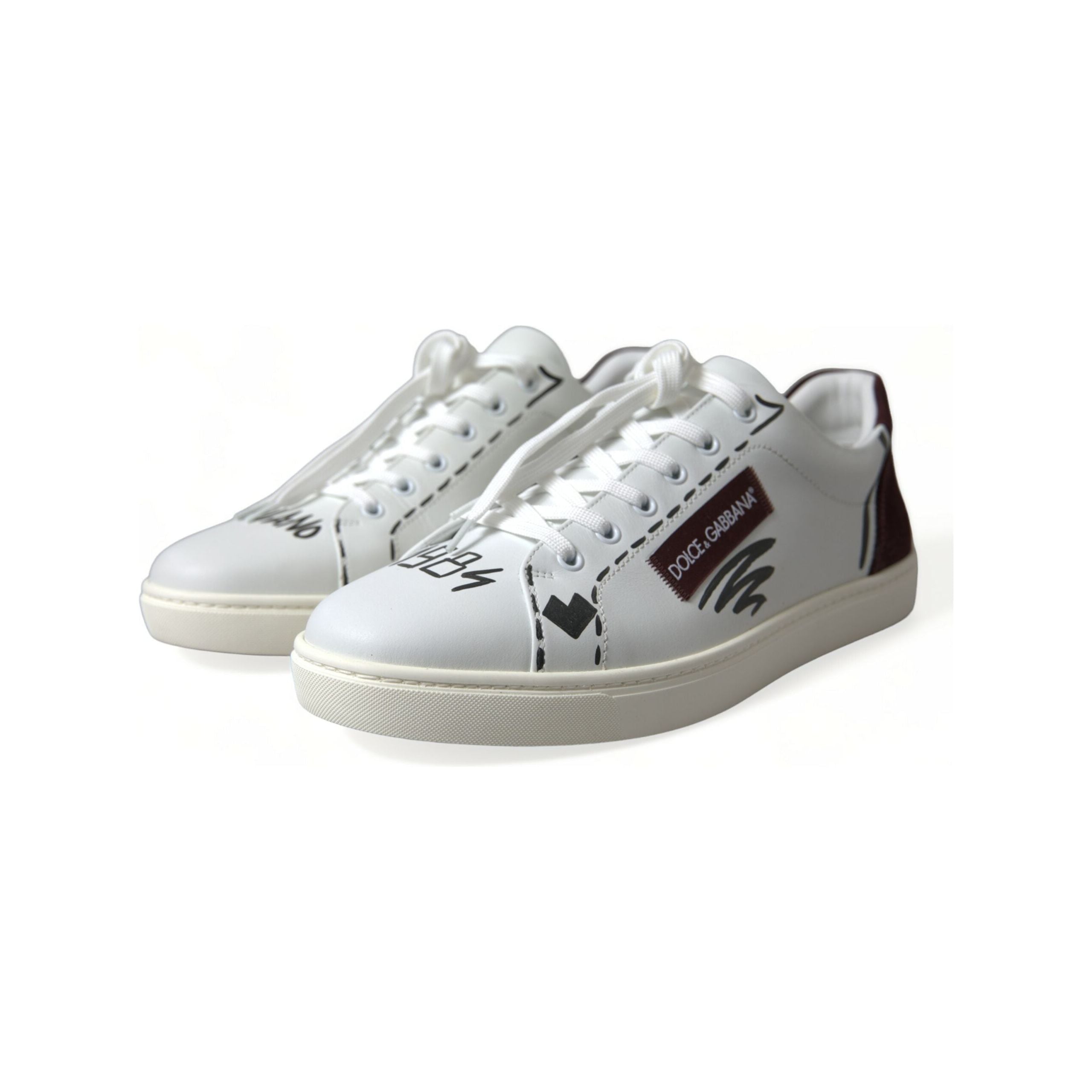Dolce & Gabbana White Calf Leather Low Top Sneakers