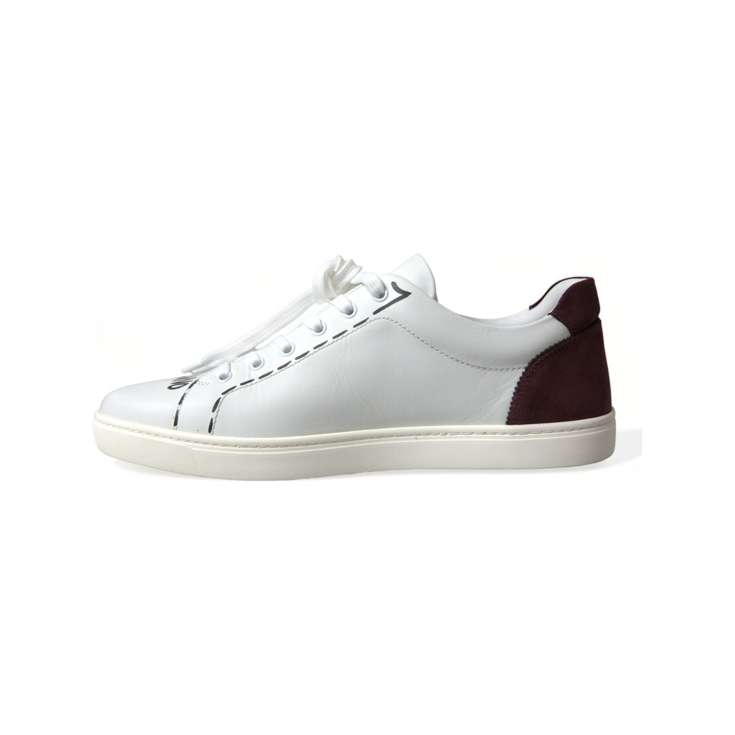 Dolce & Gabbana White Calf Leather Low Top Sneakers