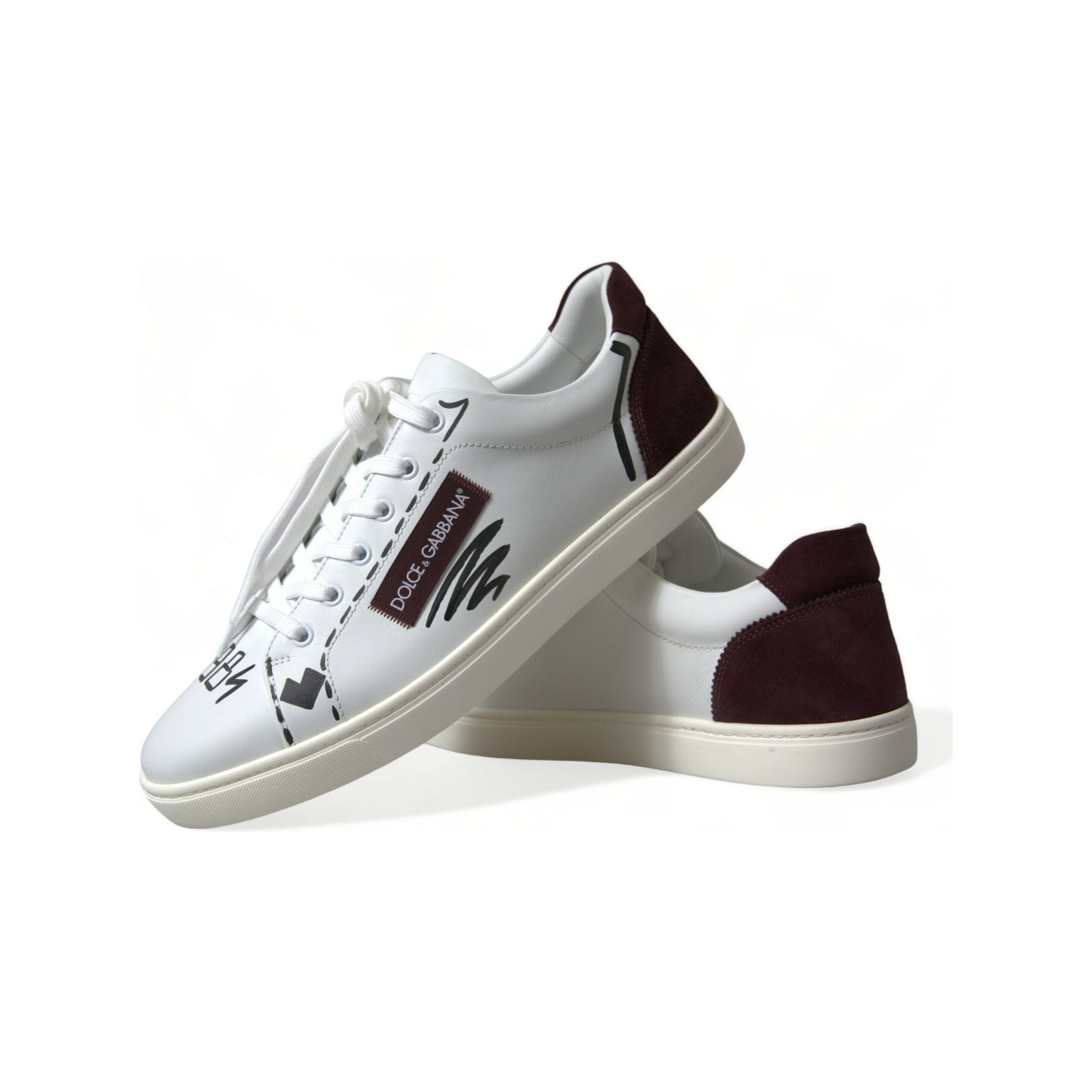 Dolce & Gabbana White Calf Leather Low Top Sneakers
