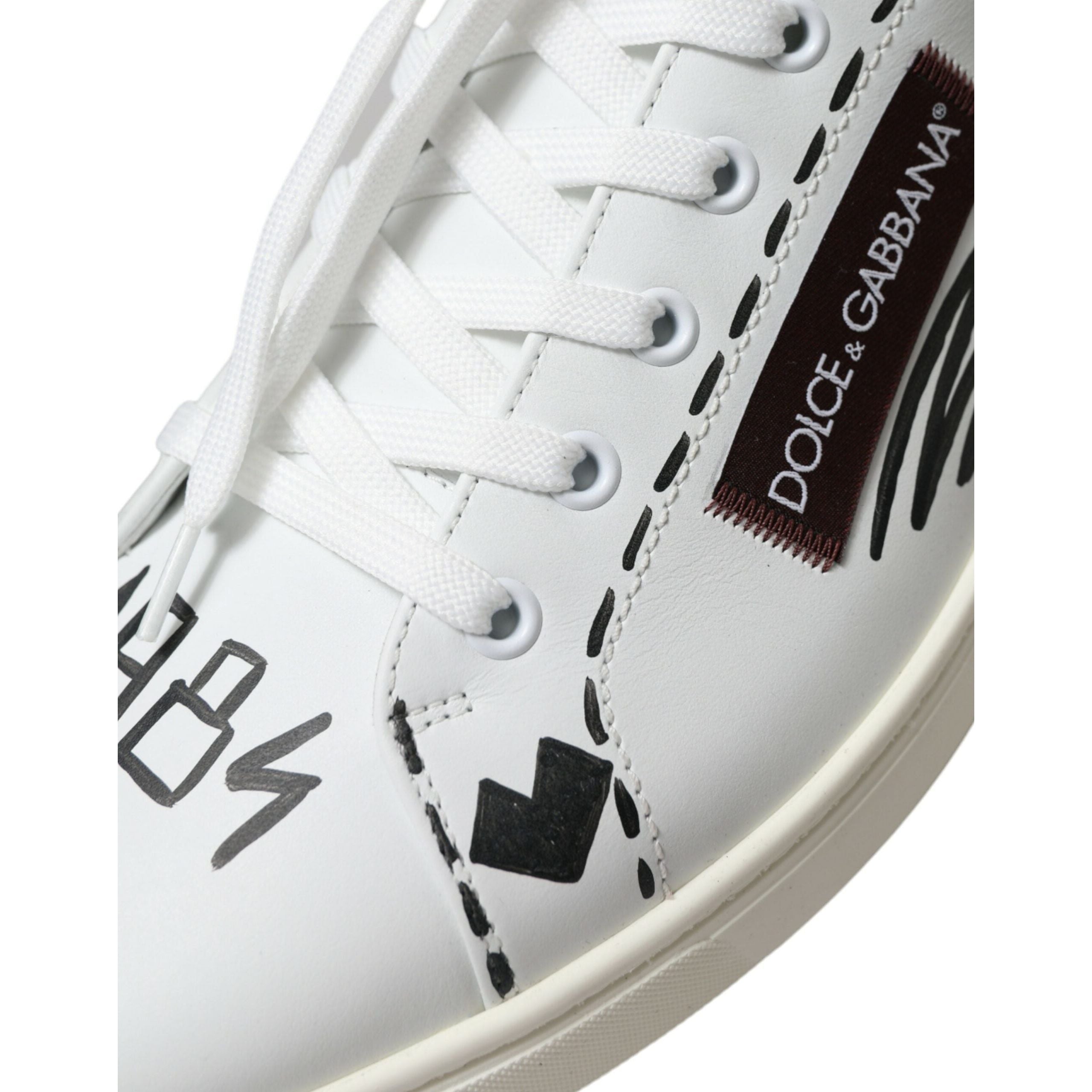Dolce & Gabbana White Calf Leather Low Top Sneakers