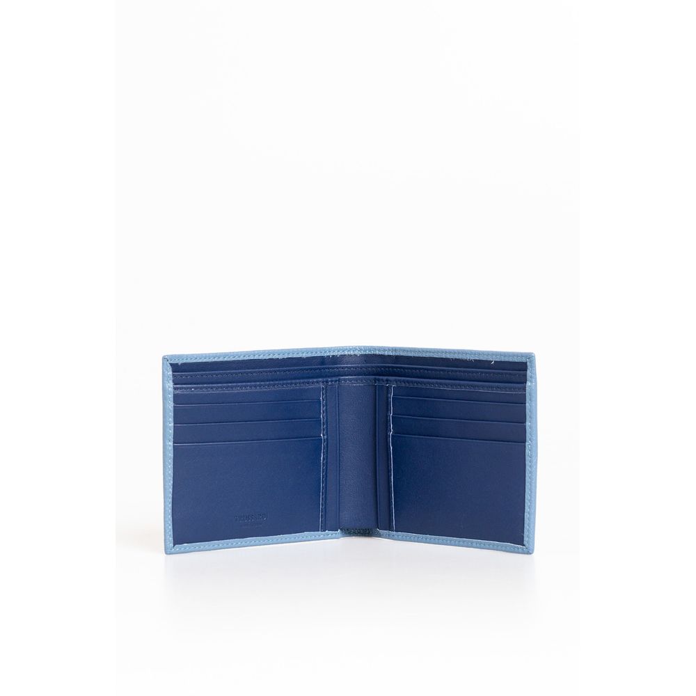 Trussardi Light Blue Leather Wallet for Elevated Style