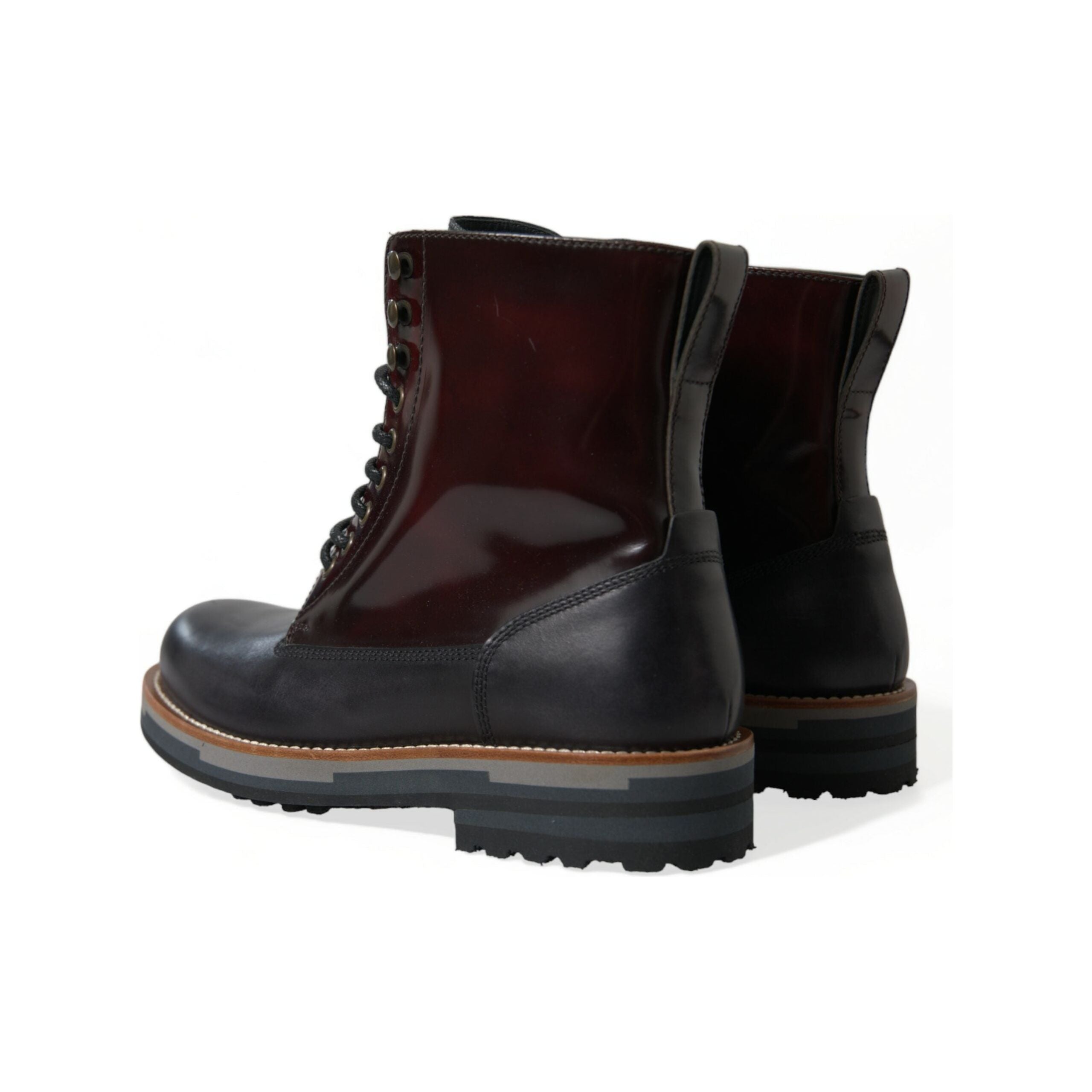 Dolce & Gabbana Maroon Patent Leather Boots for Sophistication