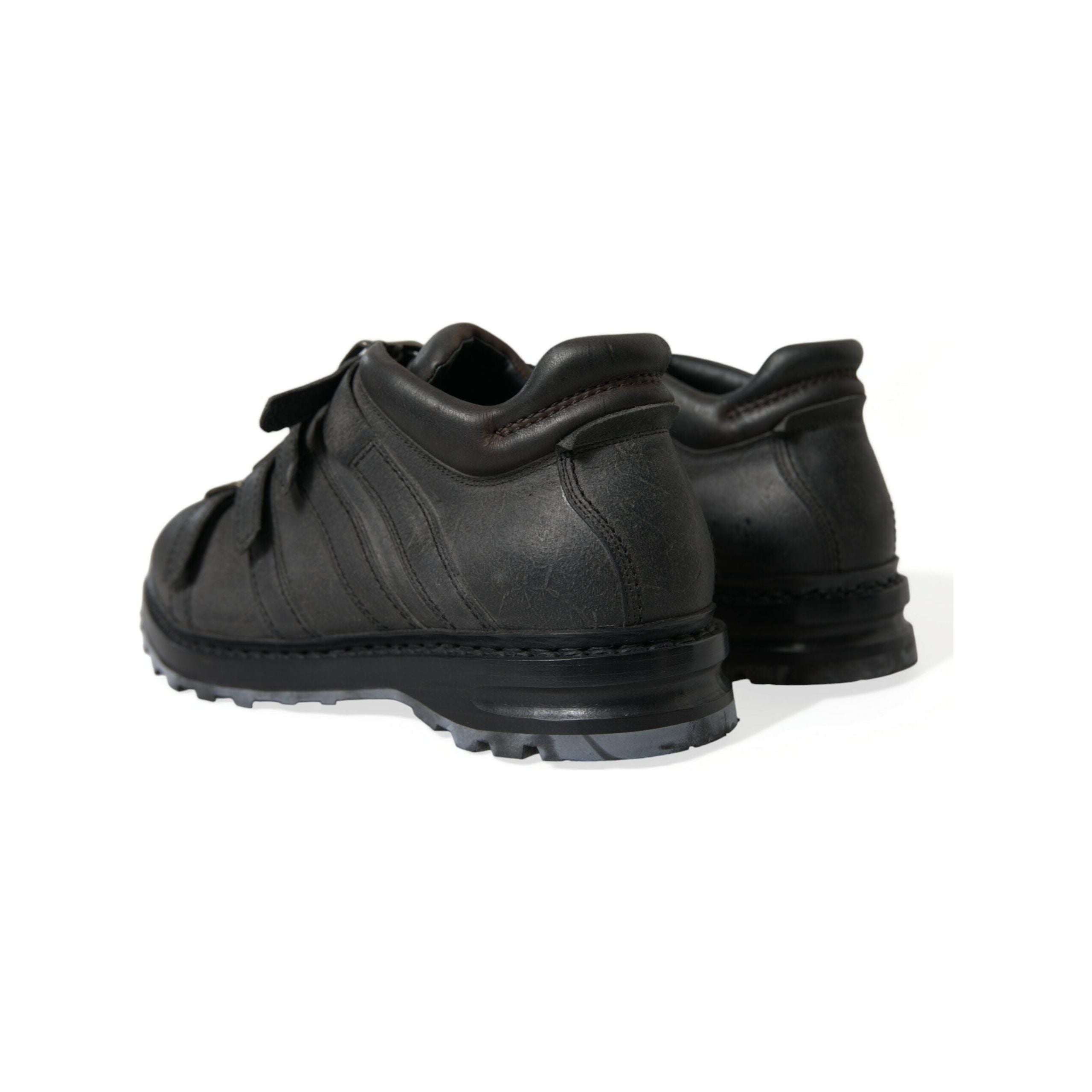 Dolce & Gabbana Black Leather Ankle Strap Boots Elegance