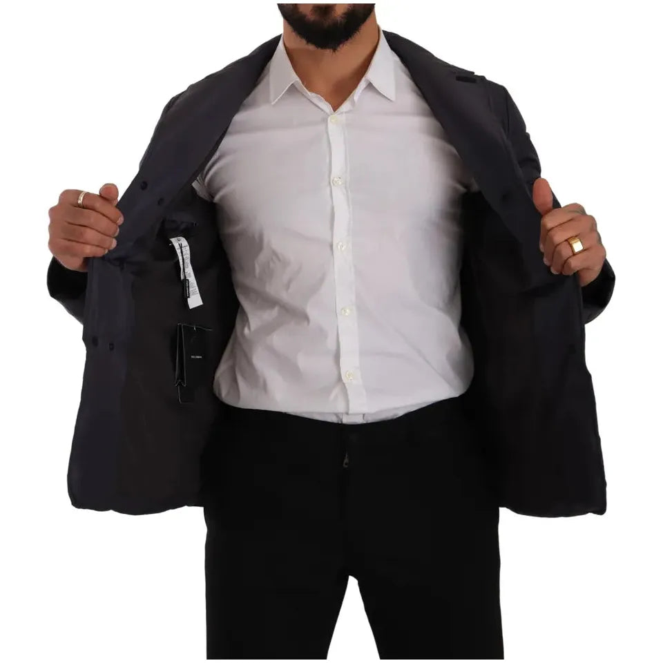 Dolce & Gabbana Dark Blue Silk Blend Jacket