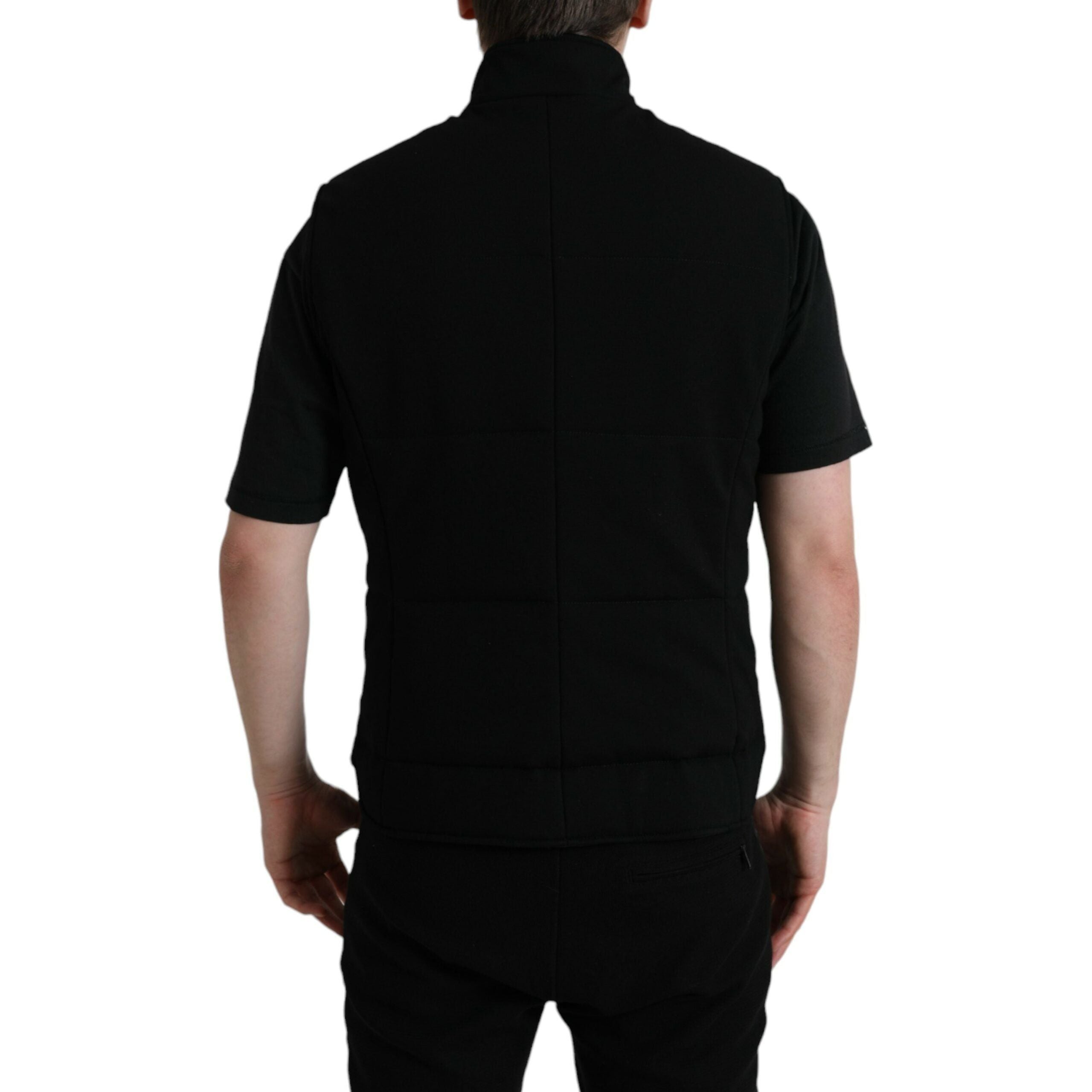 Dolce & Gabbana Black Rayon Sleeveless Vest Jacket