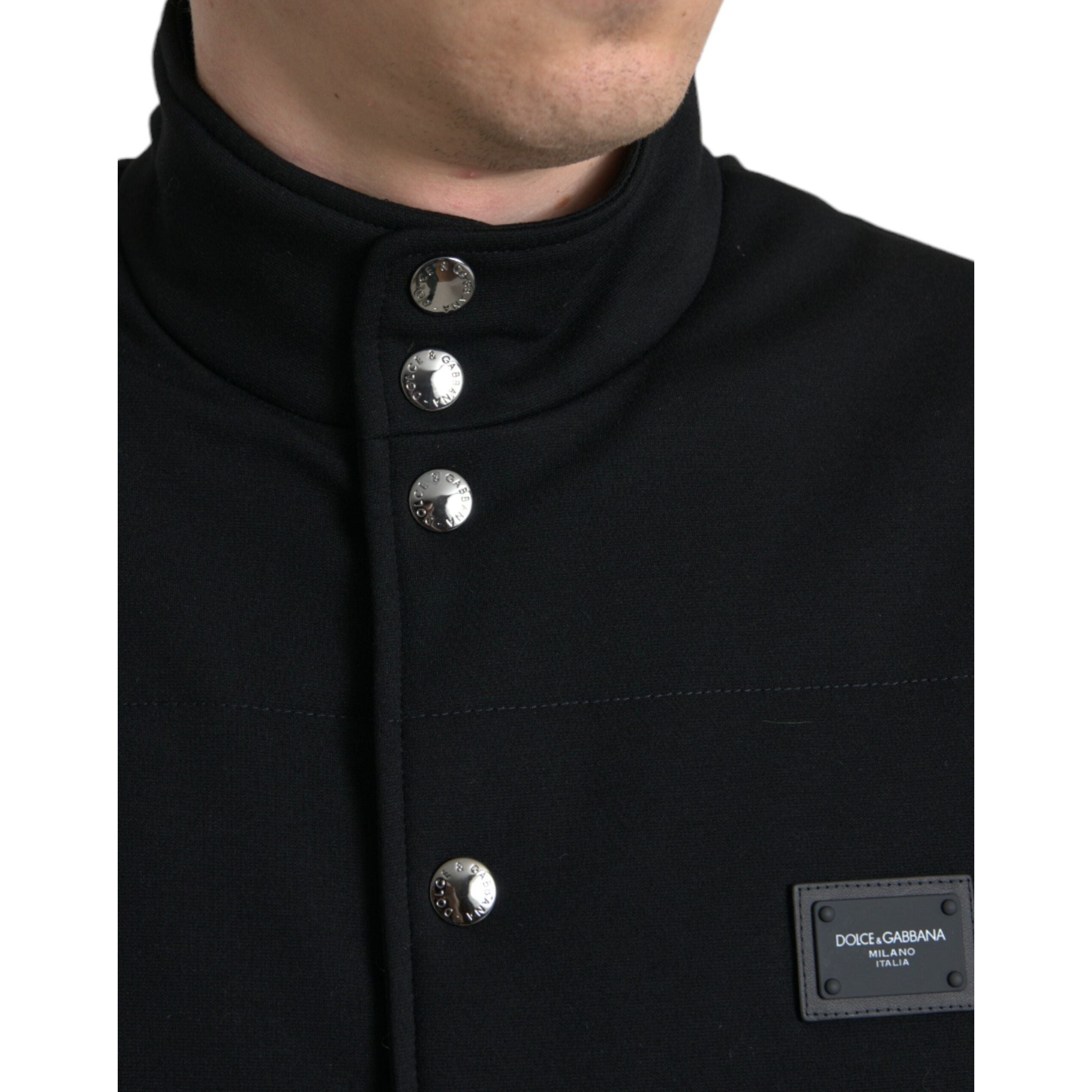 Dolce & Gabbana Black Rayon Sleeveless Vest Jacket