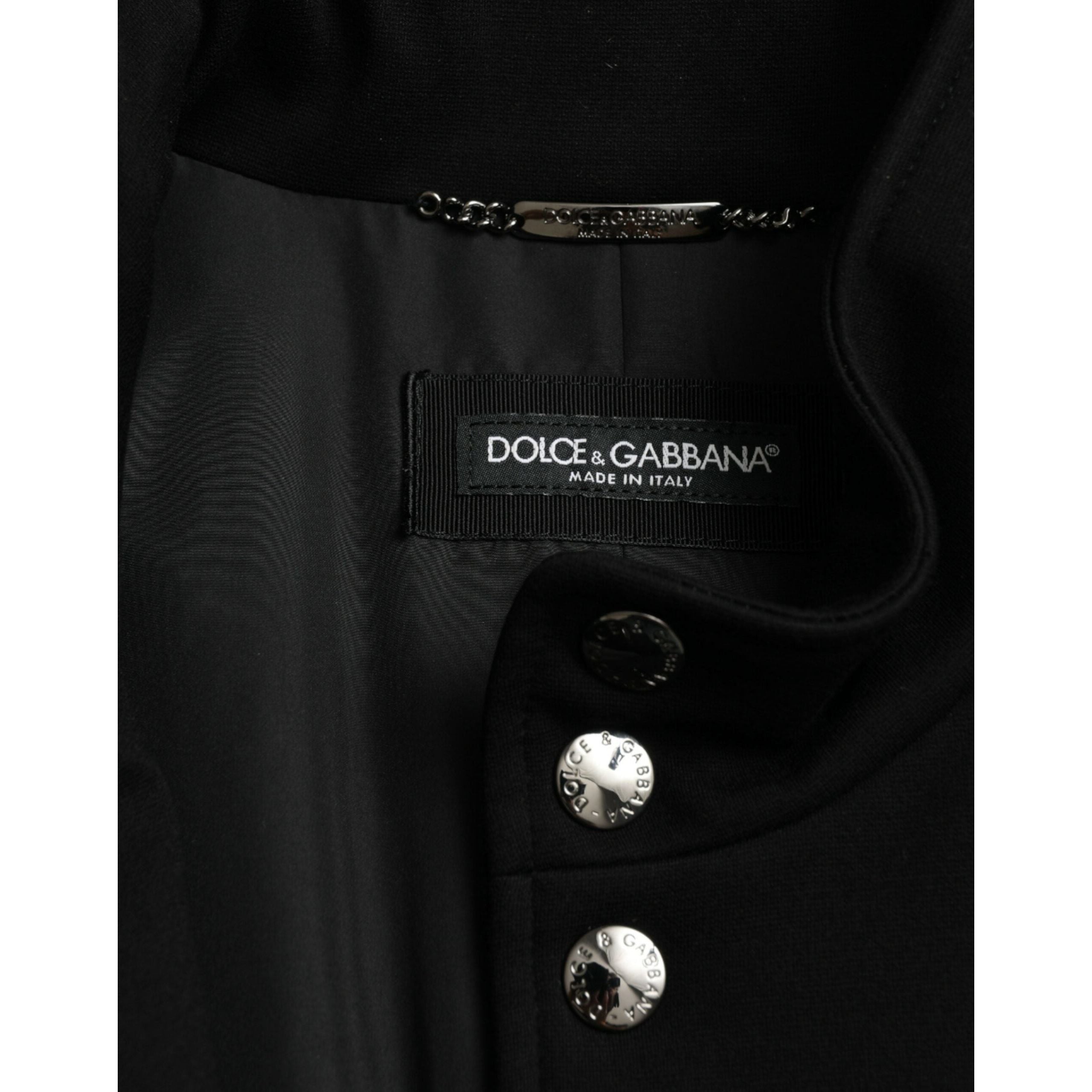 Dolce & Gabbana Black Rayon Sleeveless Vest Jacket