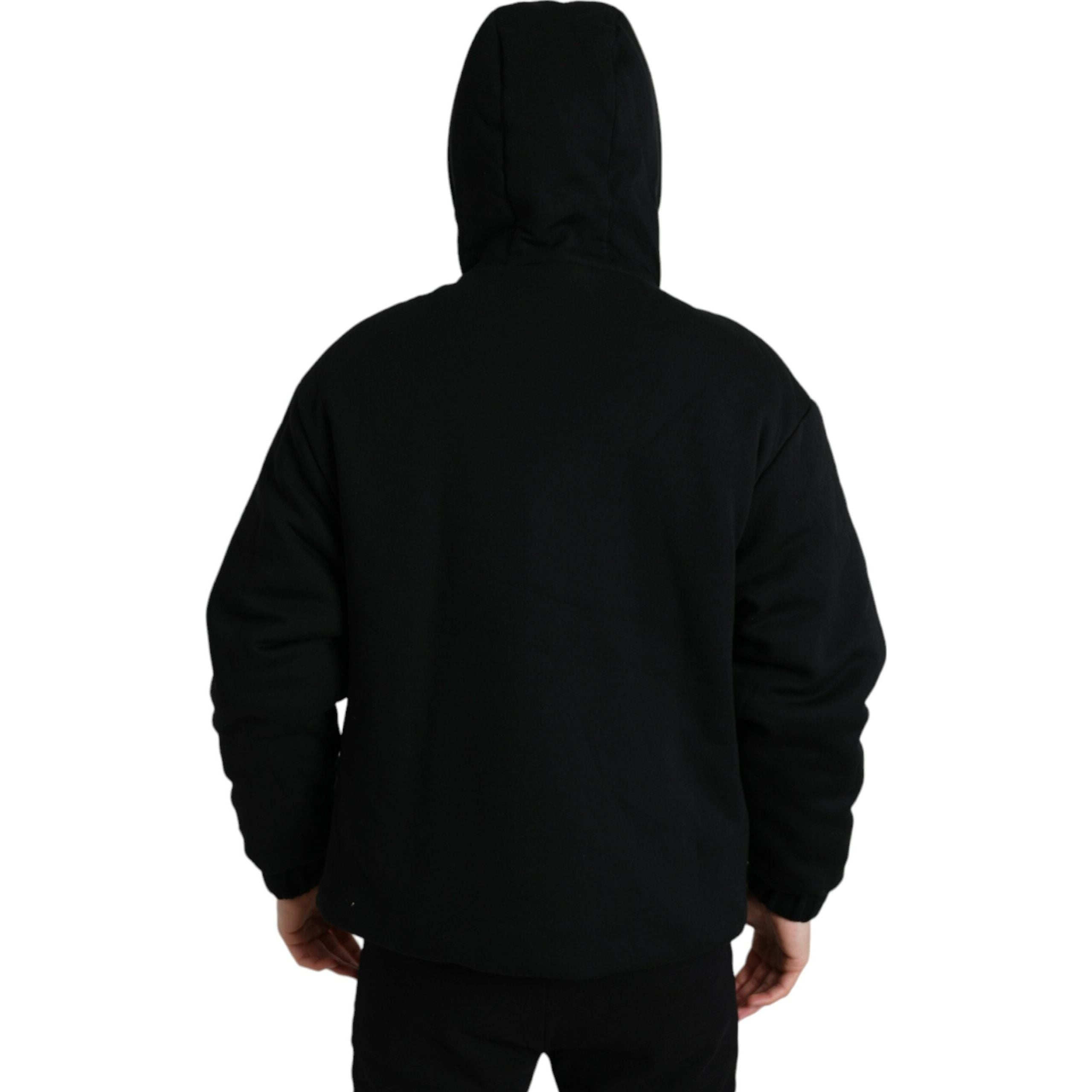 Dolce & Gabbana Black Cotton Bomber Jacket with Hood