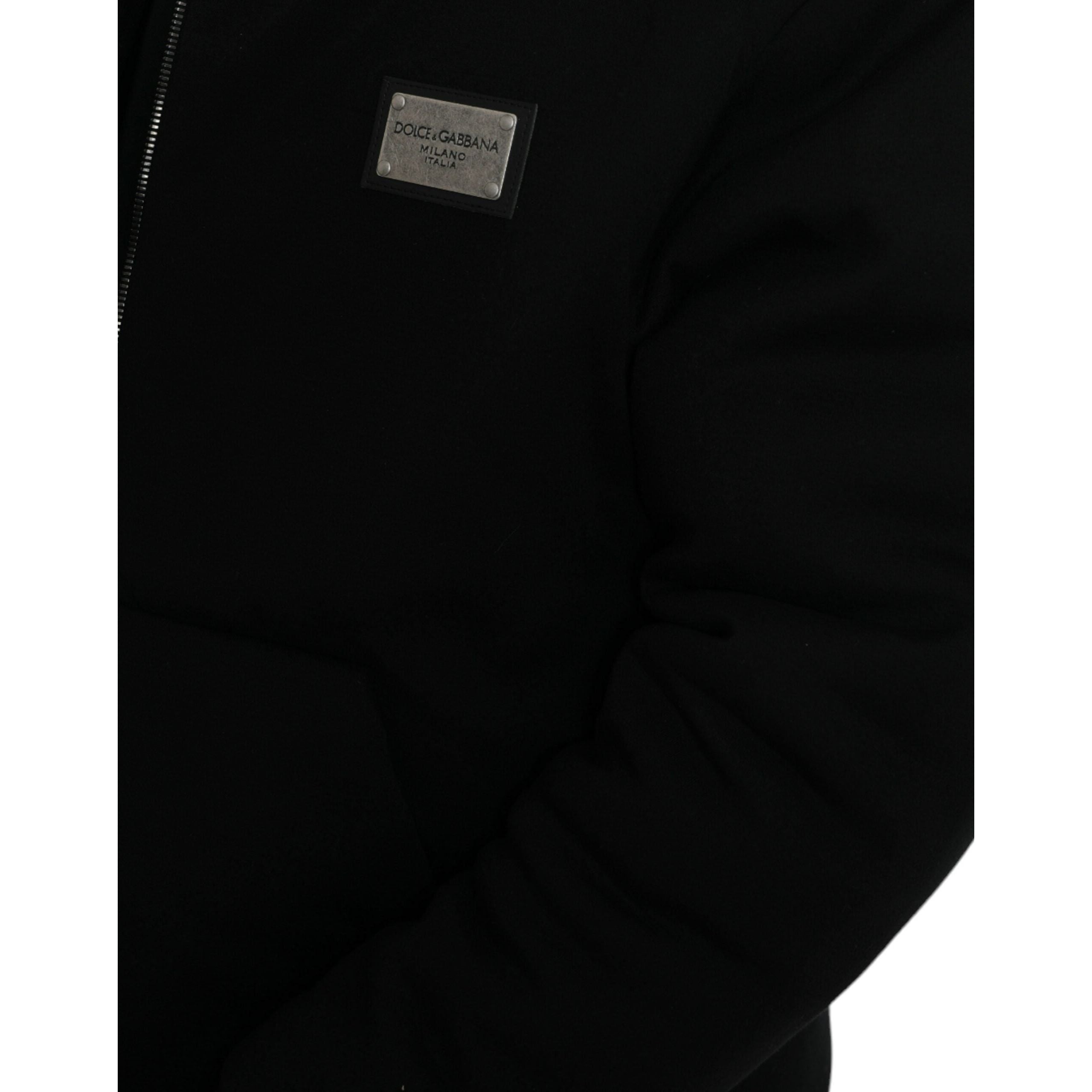 Dolce & Gabbana Black Cotton Bomber Jacket with Hood