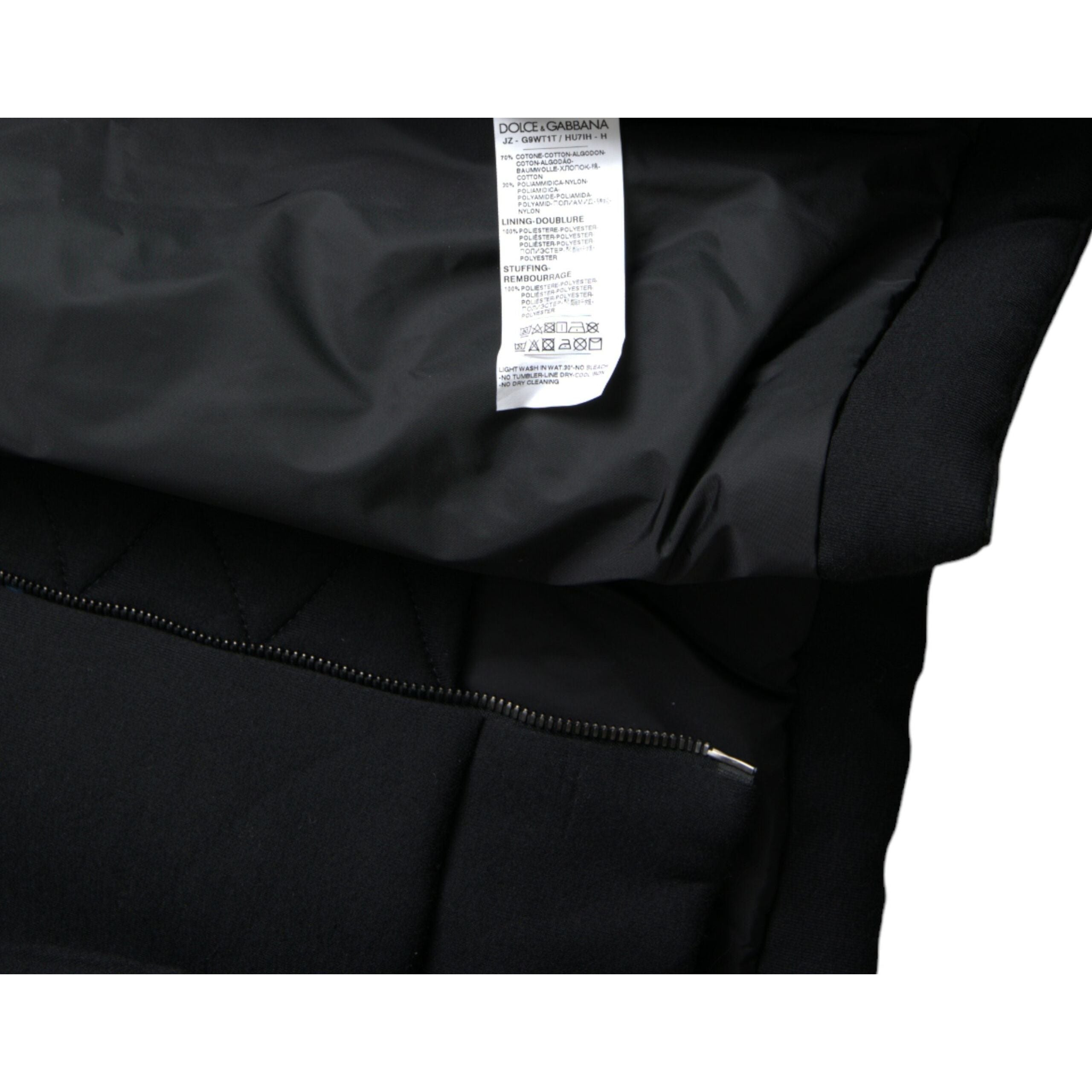 Dolce & Gabbana Black Cotton Bomber Jacket with Hood