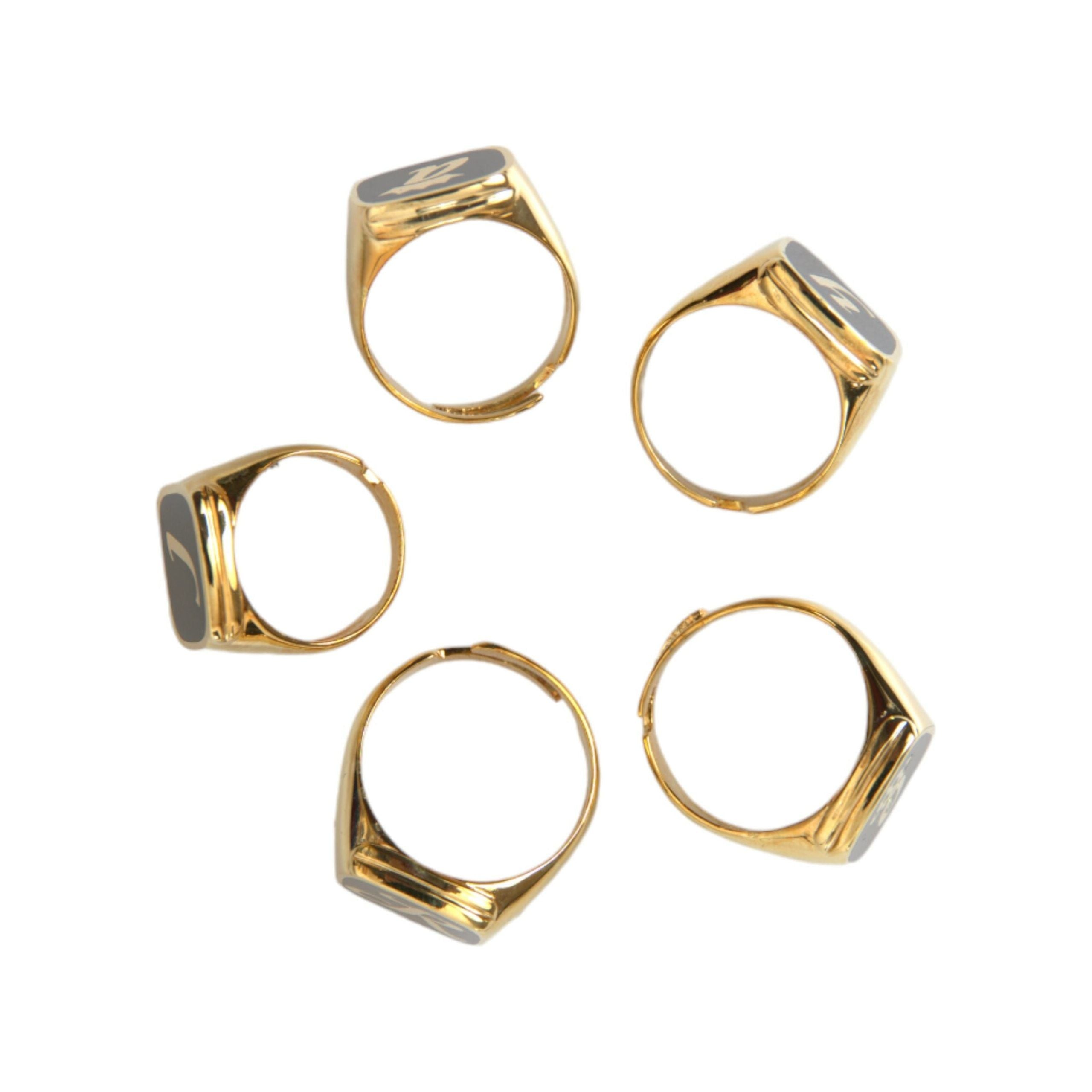 Dolce & Gabbana Gold Brass ROYAL Enamel Set of 5 Ring