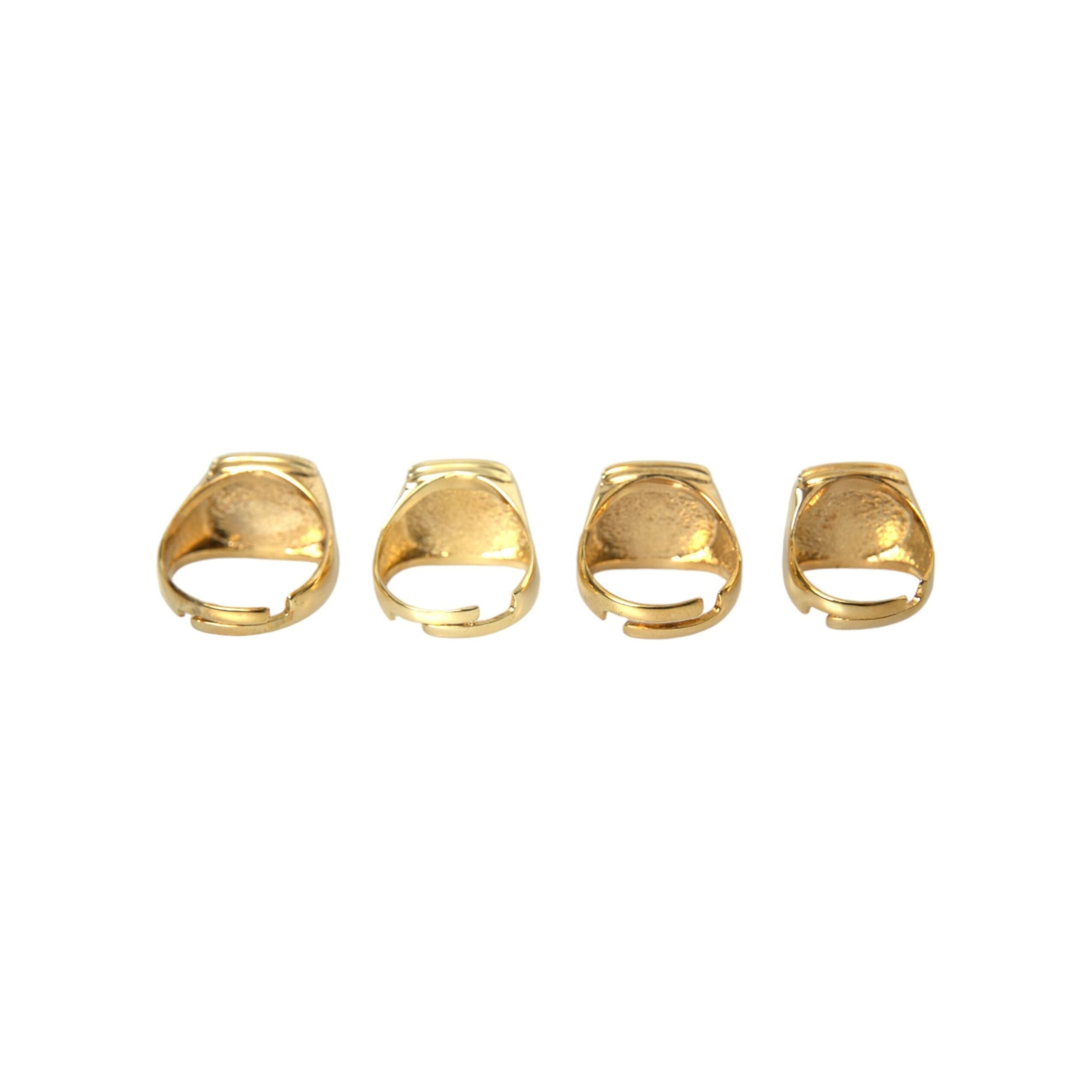 Dolce & Gabbana Gold Brass KING Enamel Set of 4 Ring