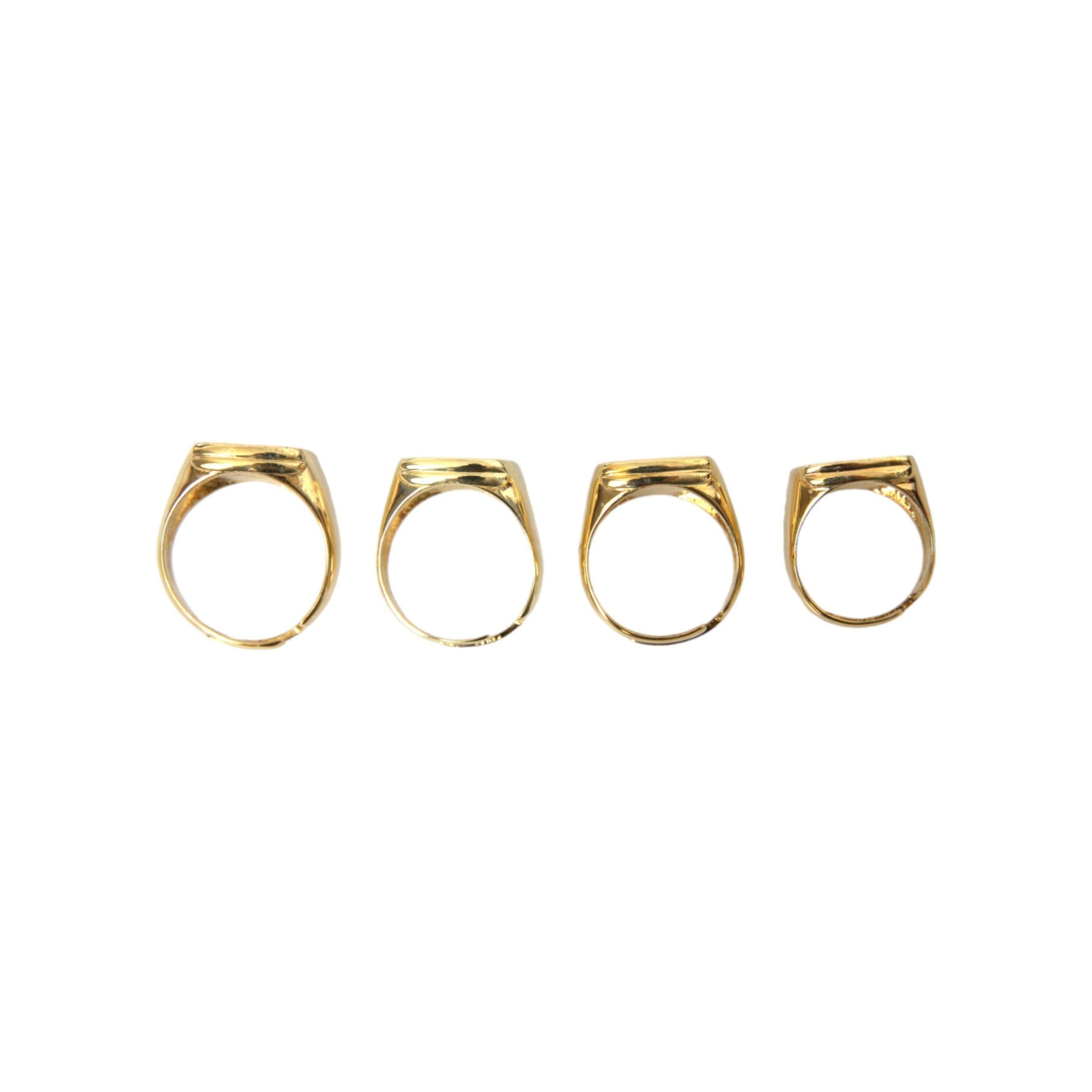 Dolce & Gabbana Gold Brass KING Enamel Set of 4 Ring