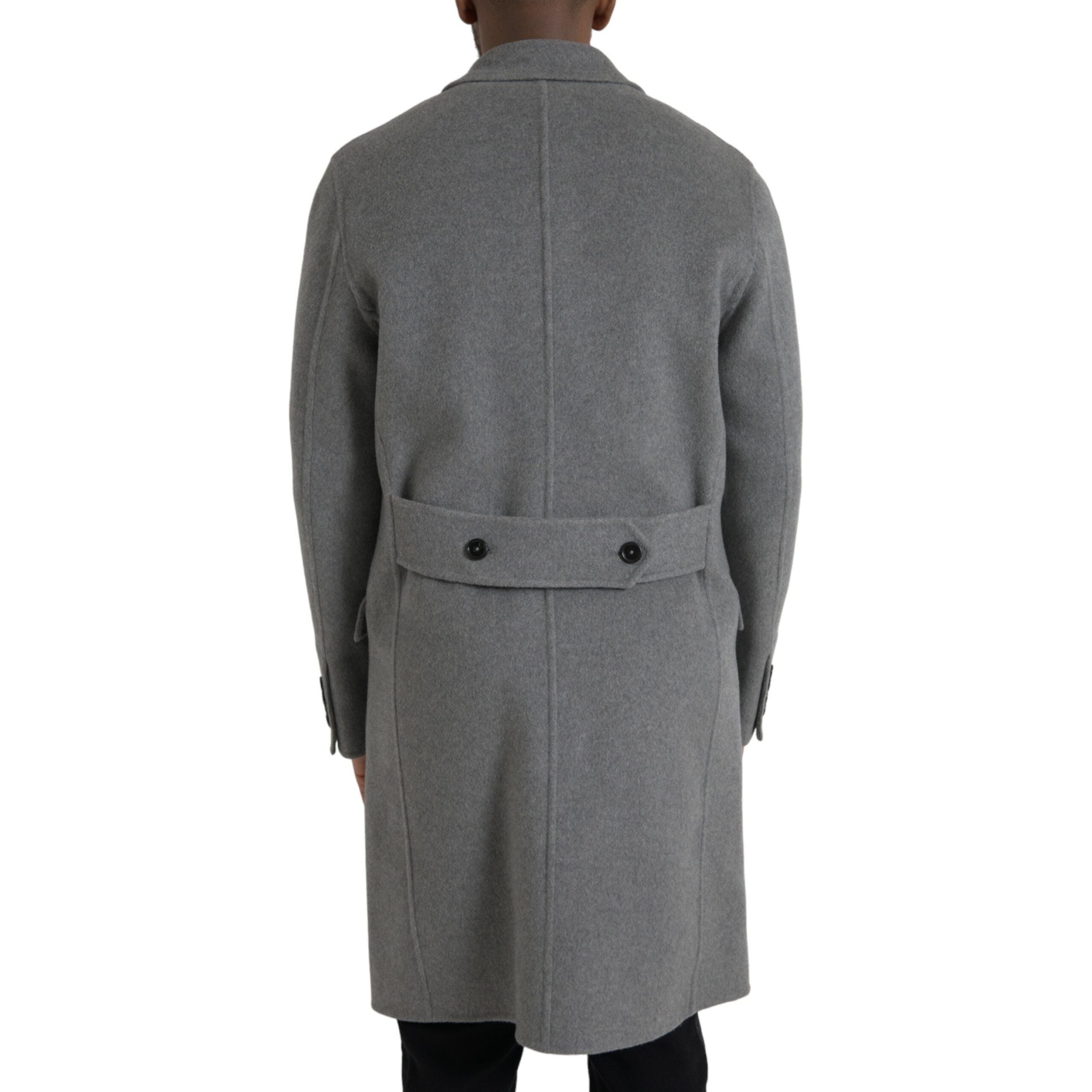 Dolce & Gabbana Gray Cashmere Double Trench Coat Jacket