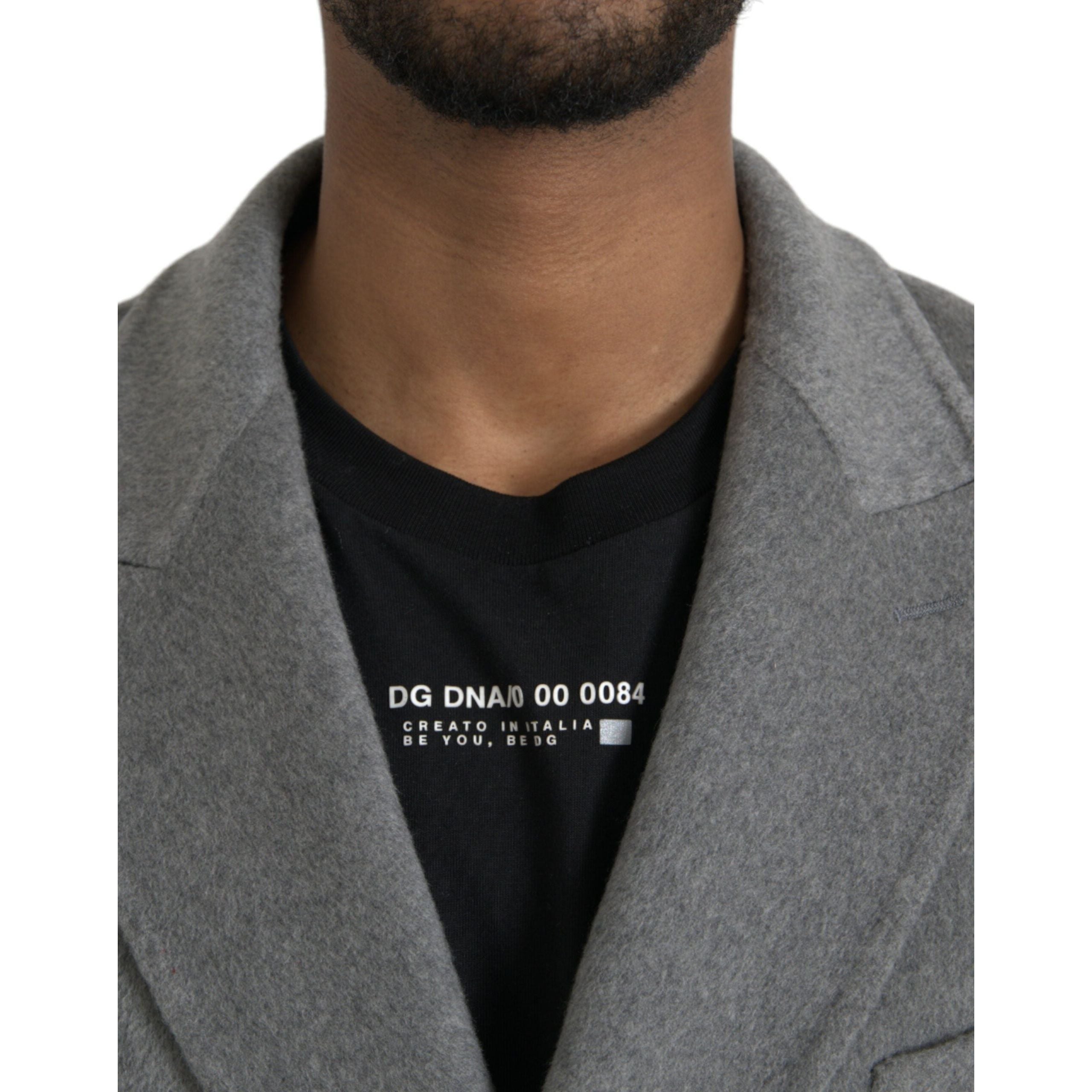 Dolce & Gabbana Gray Cashmere Double Trench Coat Jacket