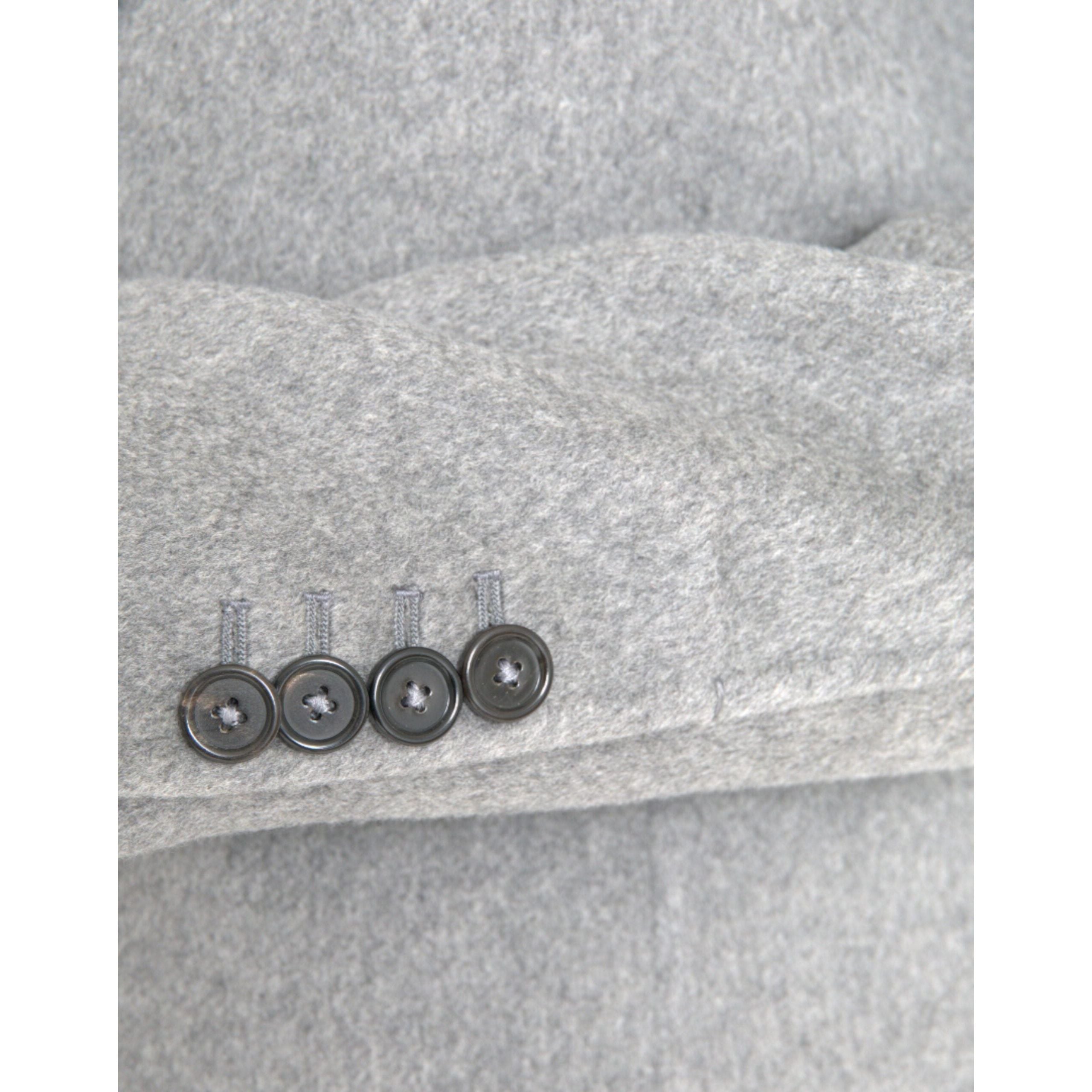 Dolce & Gabbana Gray Cashmere Double Trench Coat Jacket