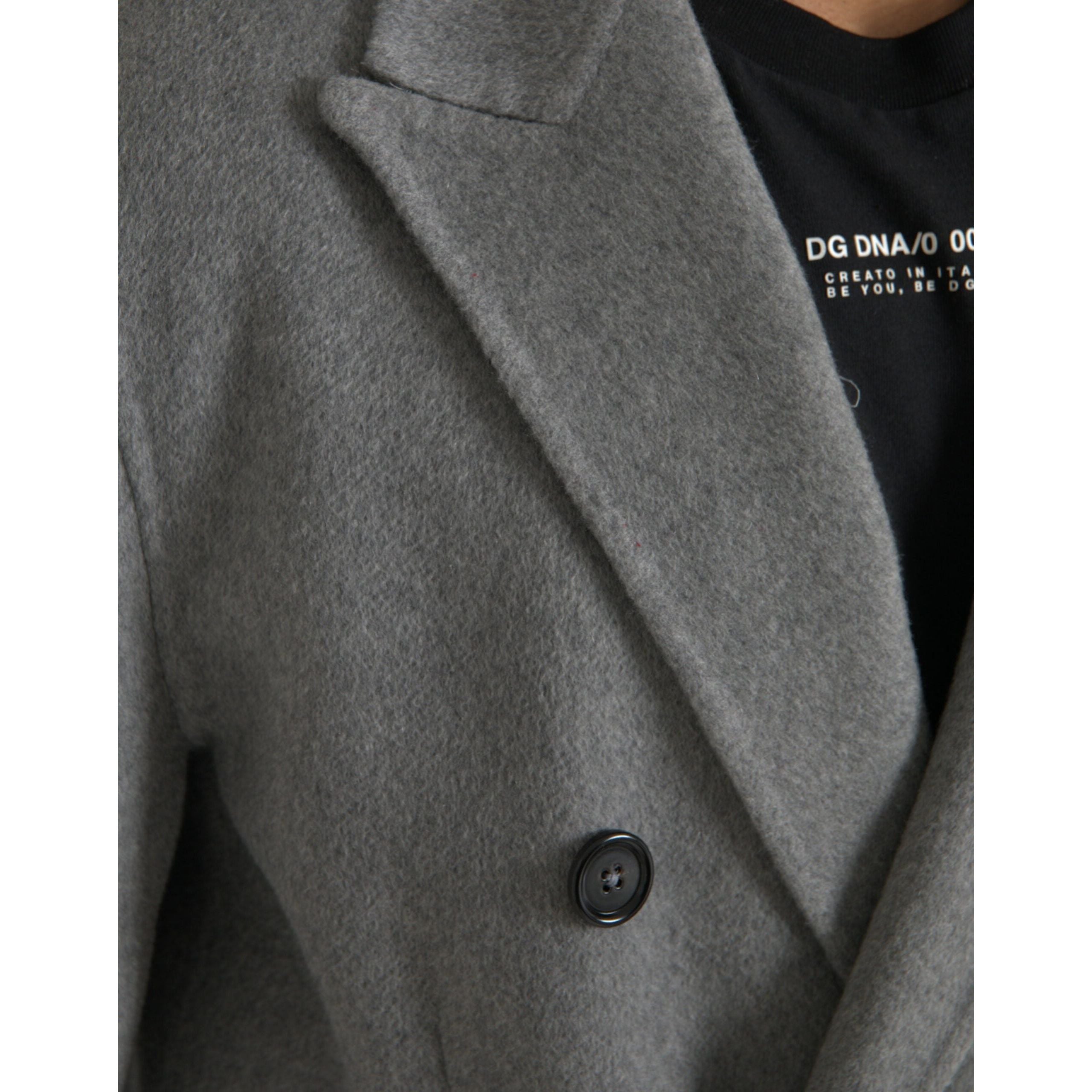 Dolce & Gabbana Gray Cashmere Double Trench Coat Jacket