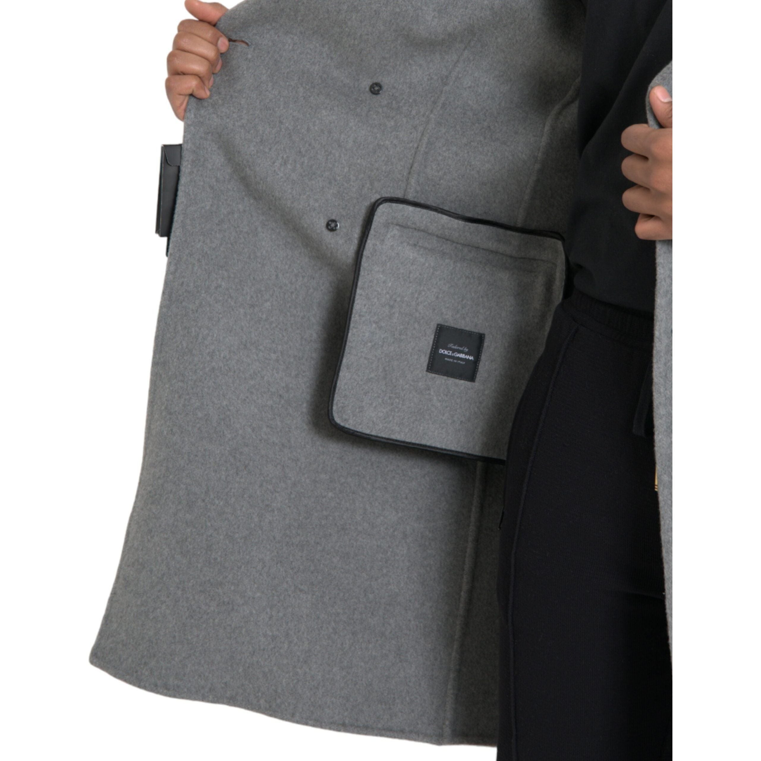 Dolce & Gabbana Gray Cashmere Double Trench Coat Jacket