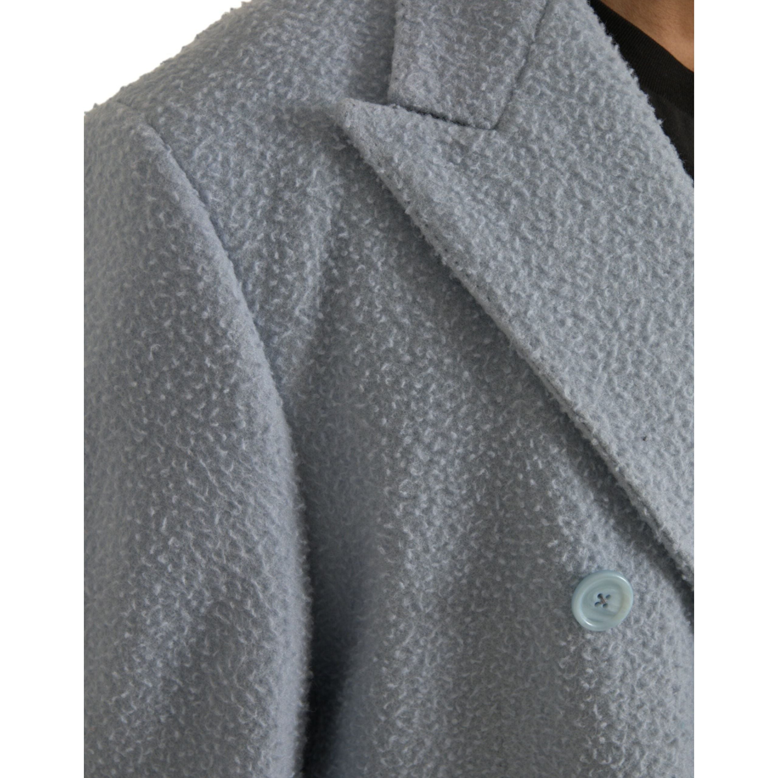 Dolce & Gabbana Blue Cashmere Double Breasted Trench Coat