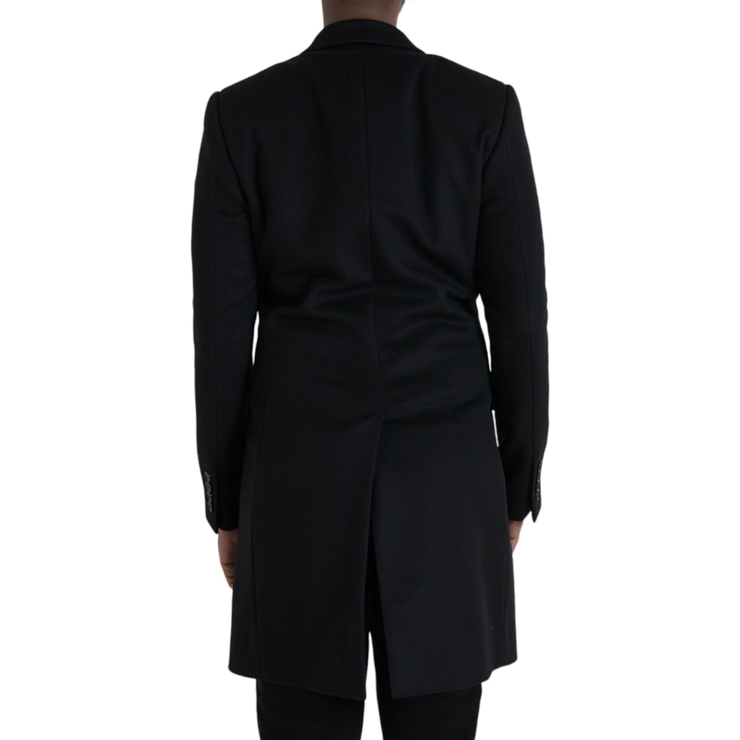 Dolce & Gabbana Black Virgin Wool Trench Coat Jacket