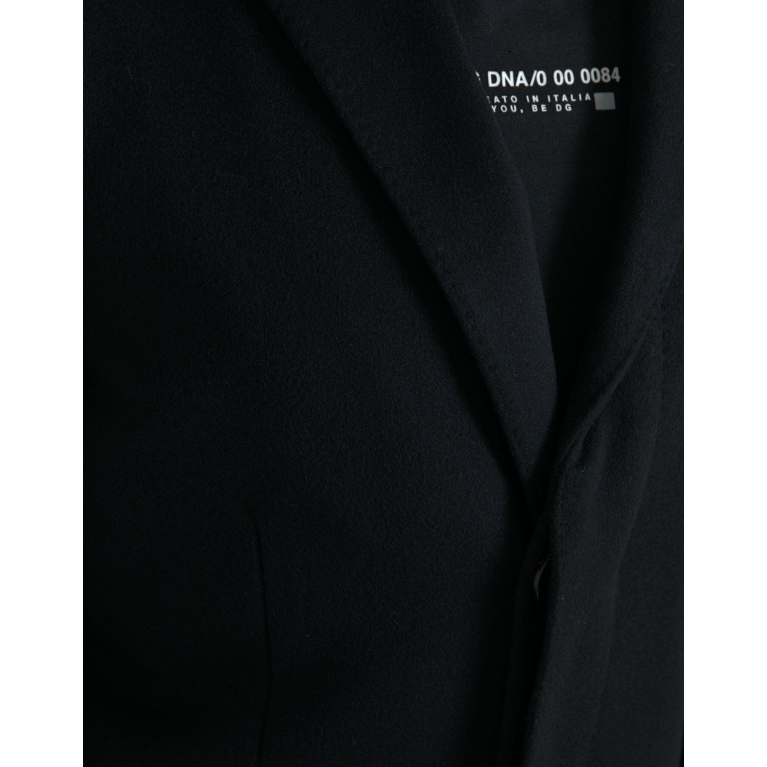 Dolce & Gabbana Black Virgin Wool Trench Coat Jacket