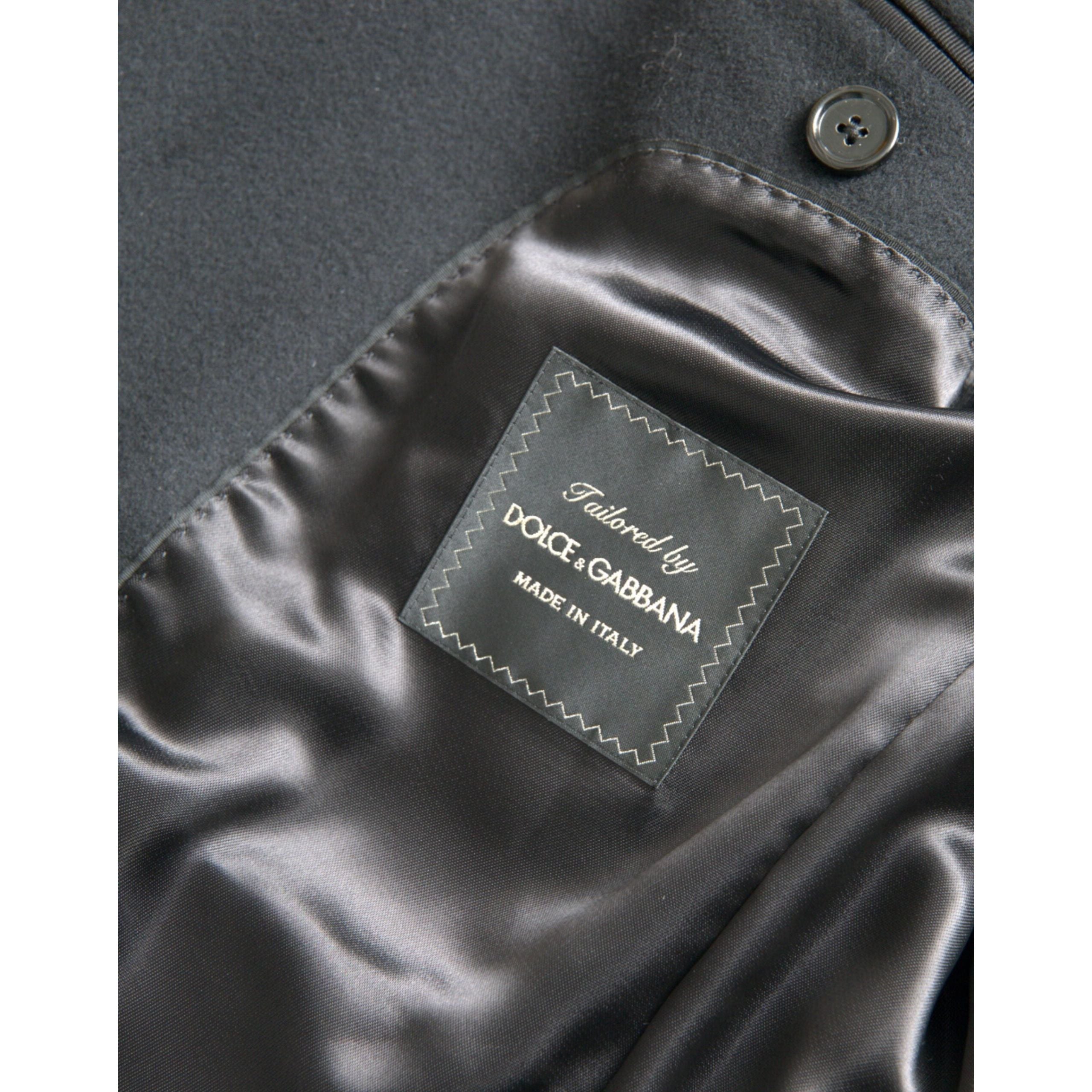 Dolce & Gabbana Black Virgin Wool Trench Coat Jacket