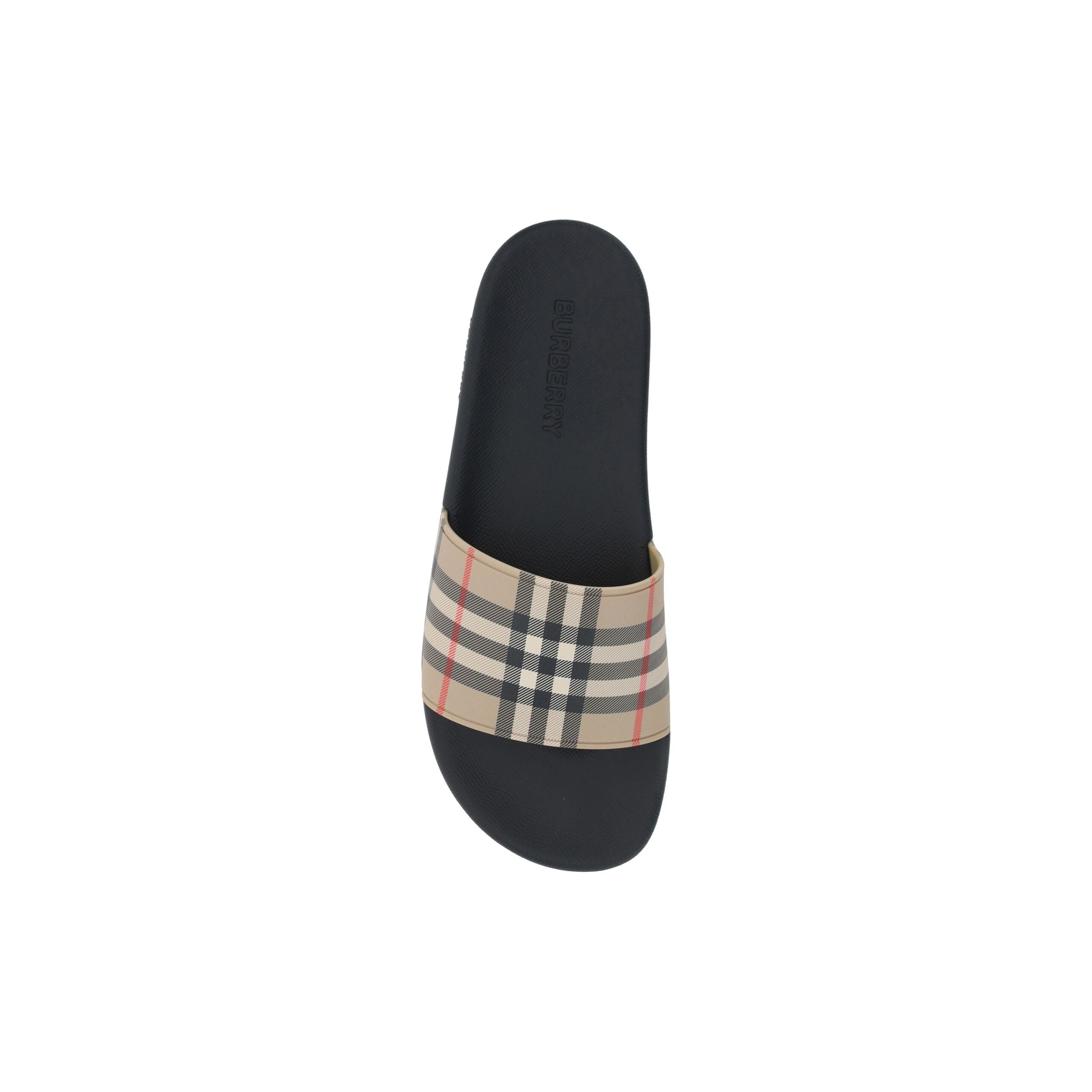 Burberry Brown Rubber Slides Sandals with Iconic Design