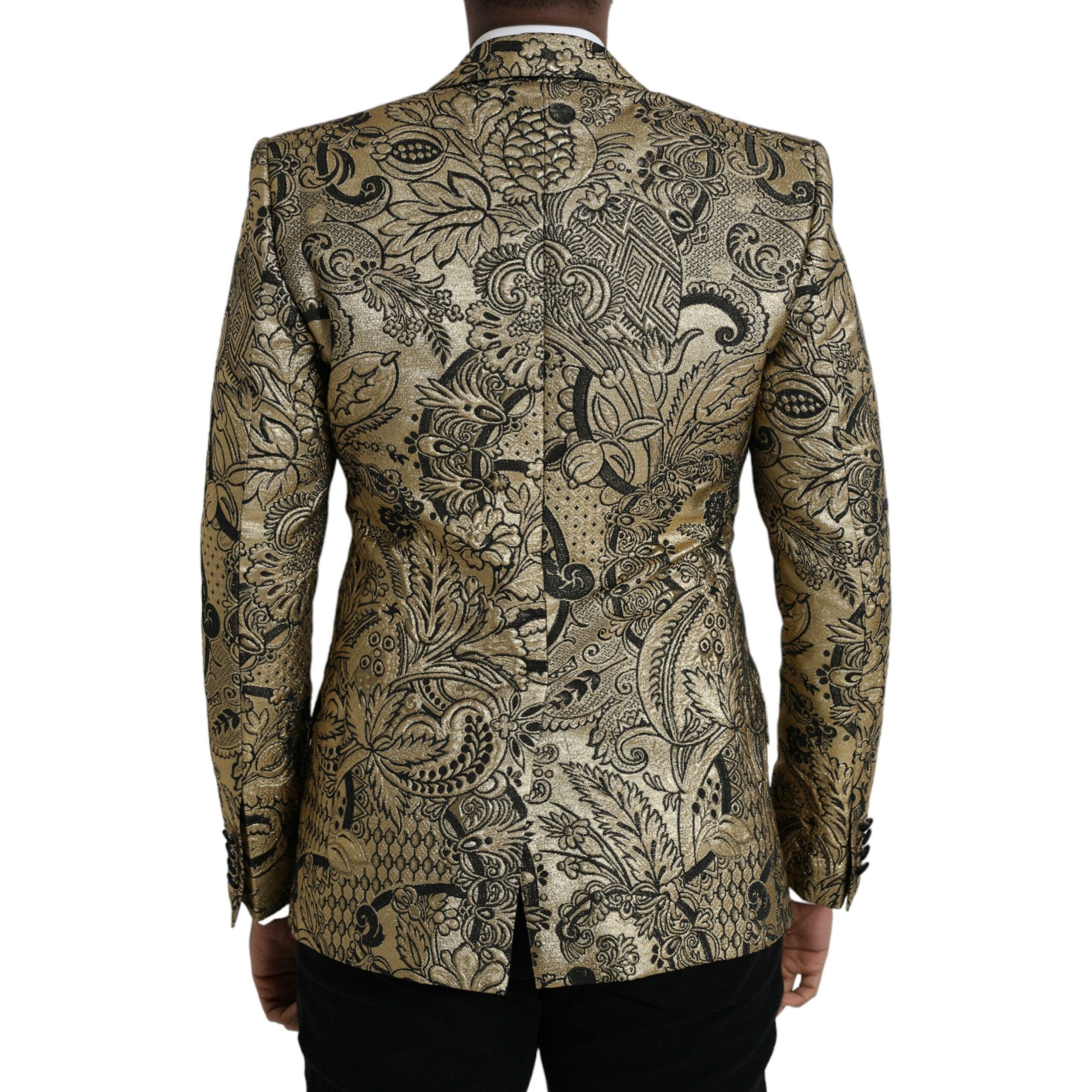 Dolce & Gabbana Gold Jacquard Coat Blazer