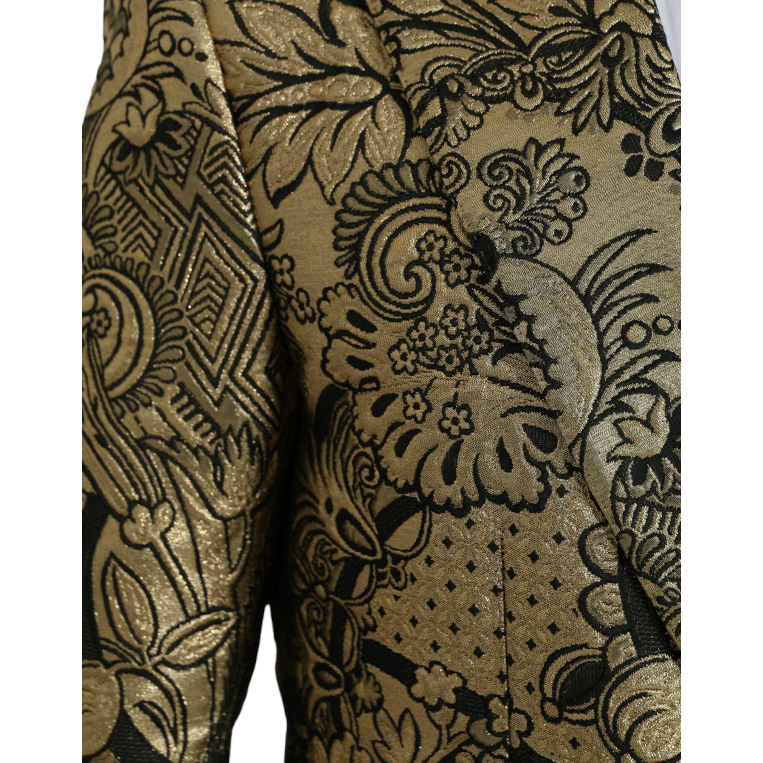 Dolce & Gabbana Gold Jacquard Coat Blazer