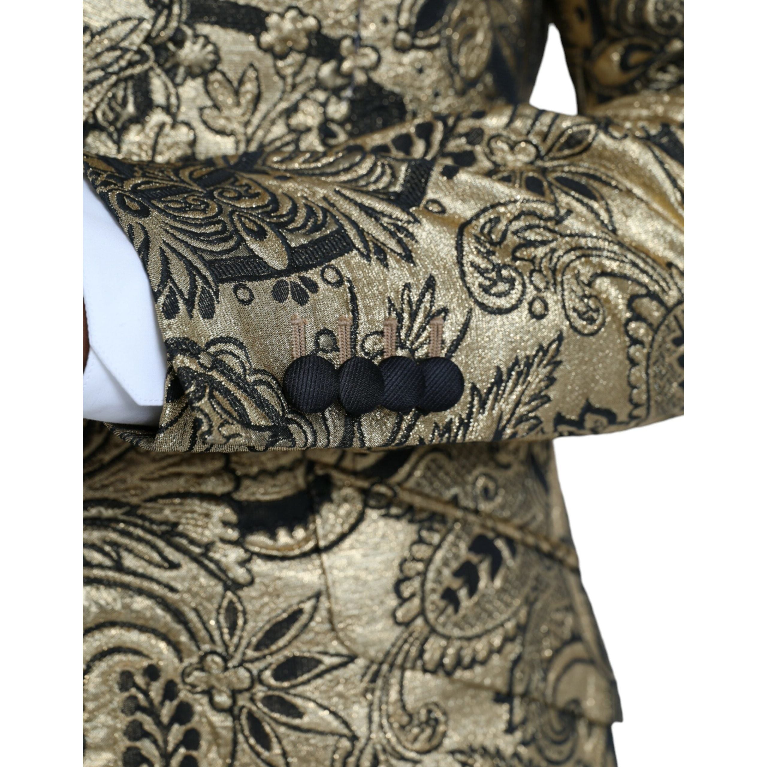 Dolce & Gabbana Gold Jacquard Coat Blazer