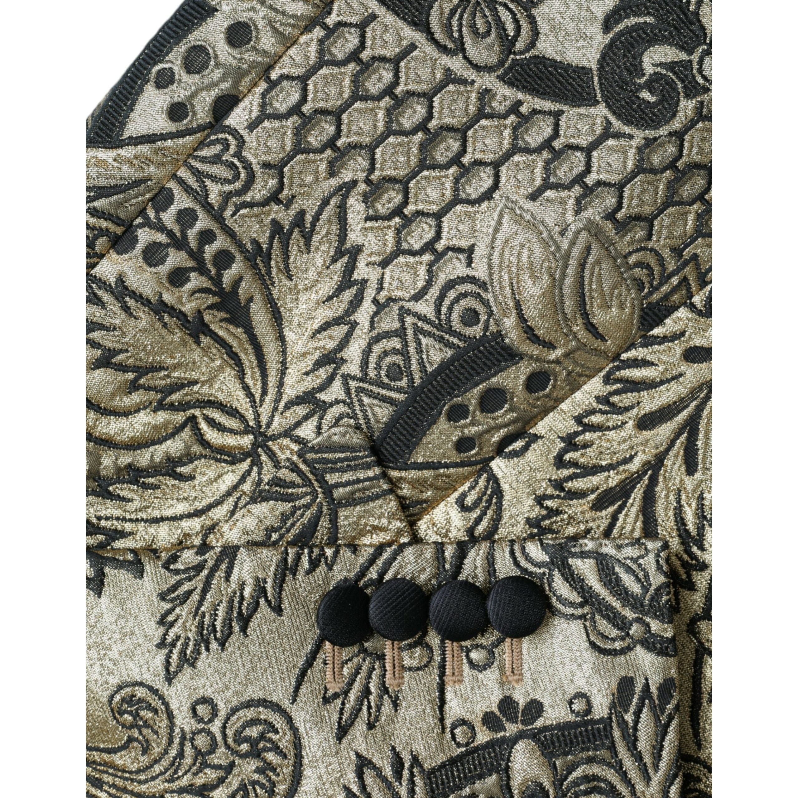 Dolce & Gabbana Gold Jacquard Coat Blazer