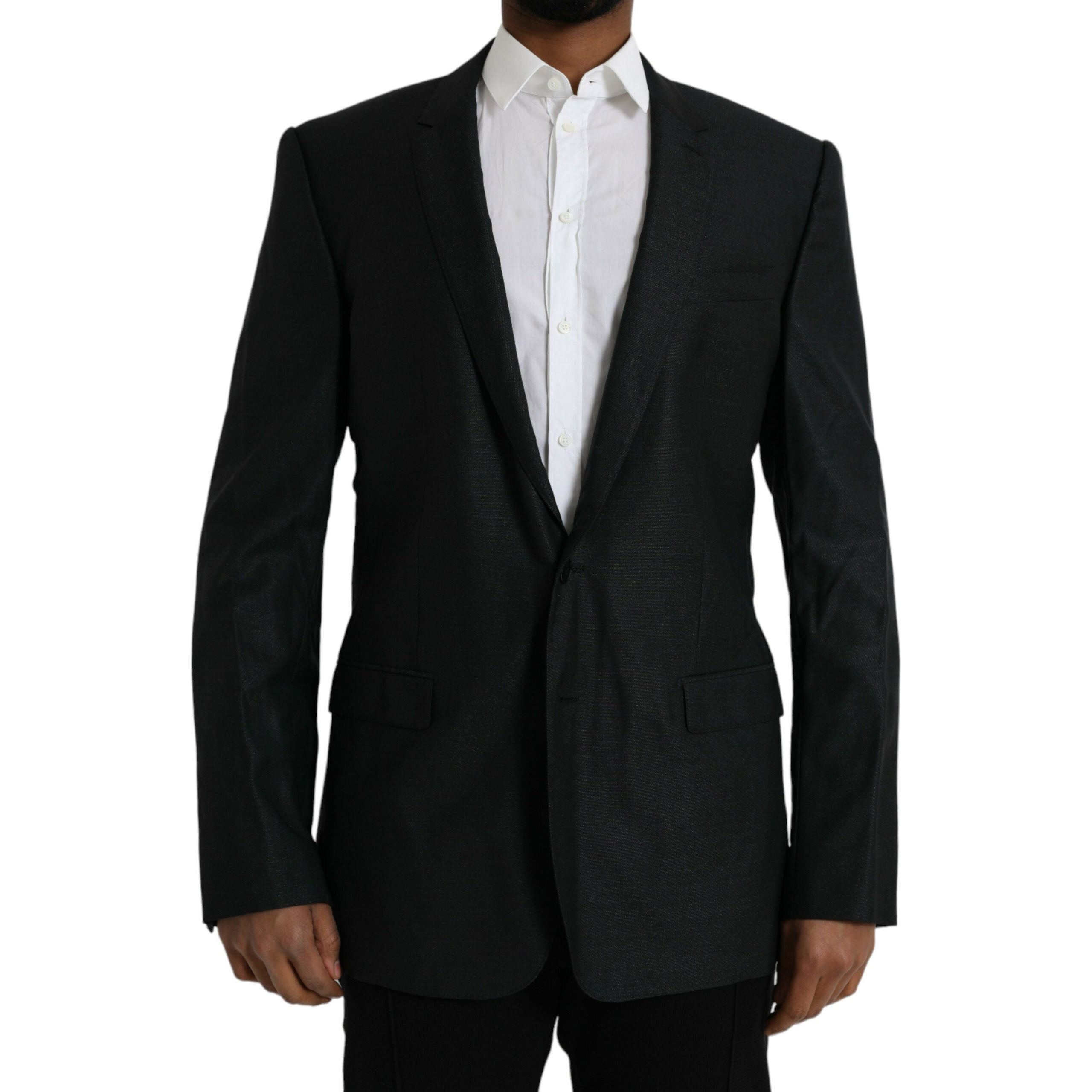 Dolce & Gabbana Black Wool Notch Single Breasted Coat Blazer