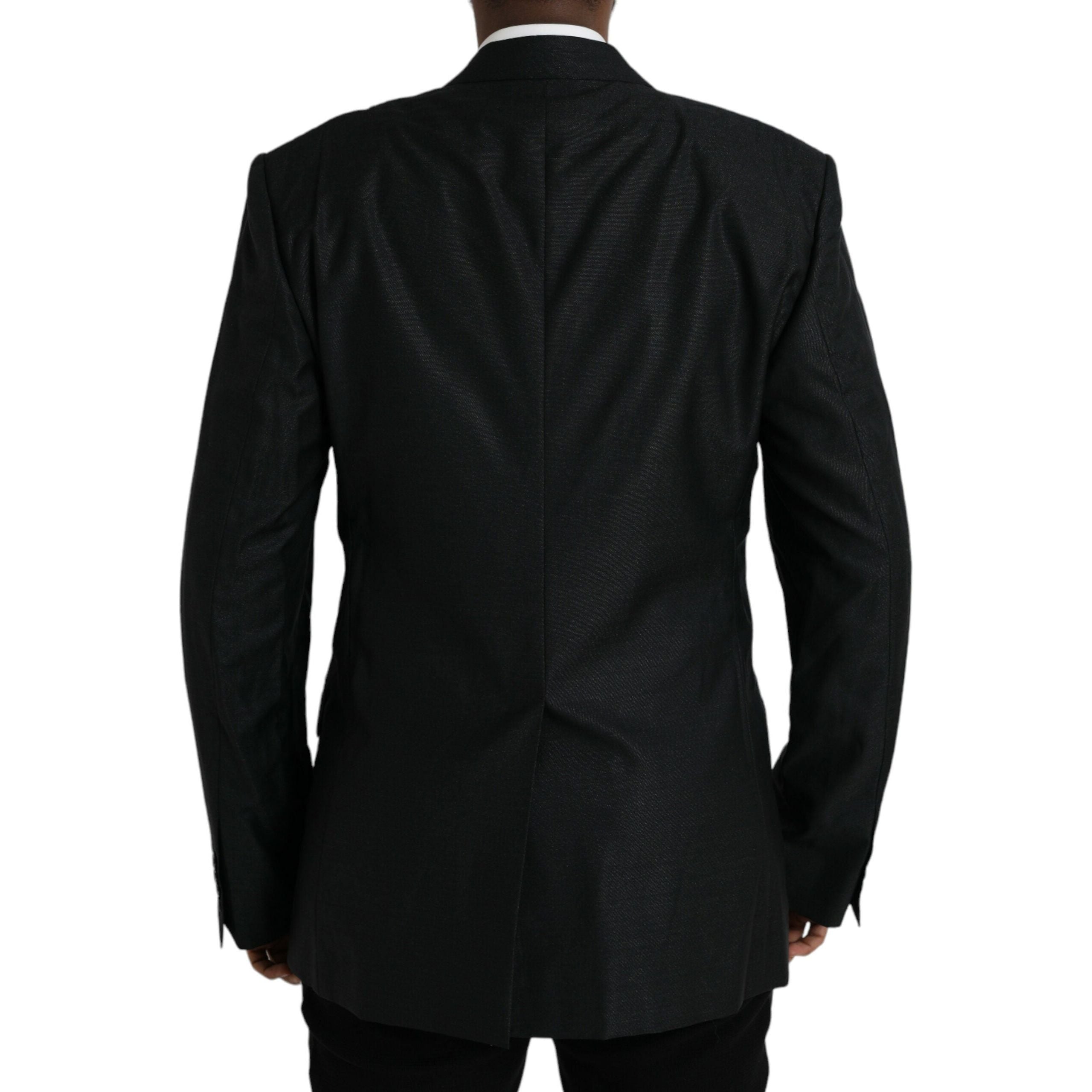 Dolce & Gabbana Black Wool Notch Single Breasted Coat Blazer