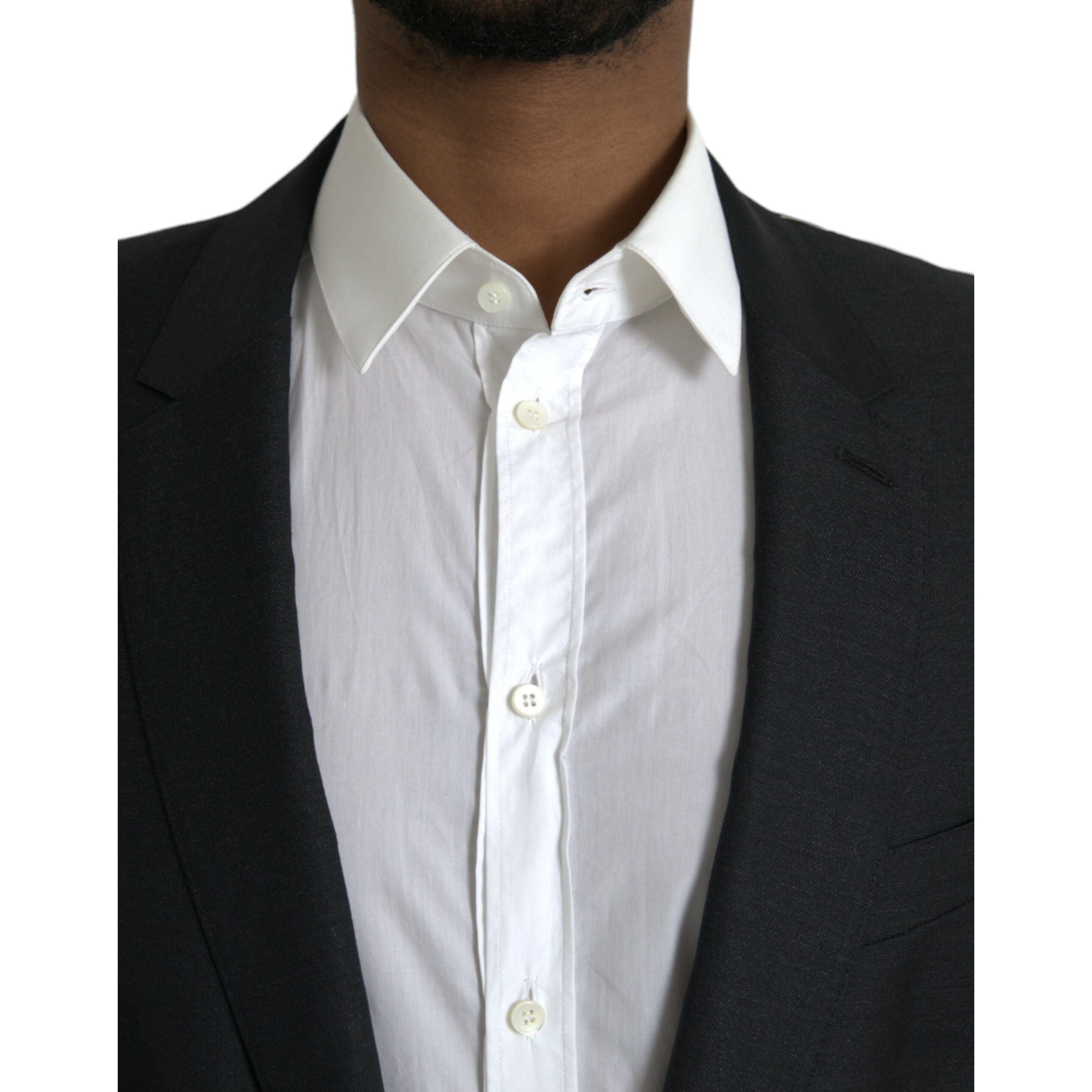 Dolce & Gabbana Black Wool Notch Single Breasted Coat Blazer