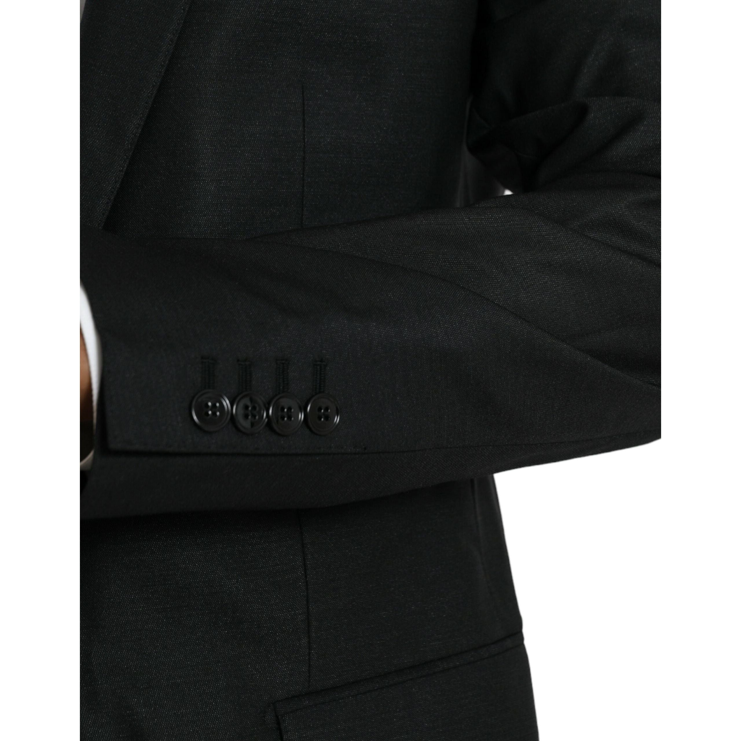 Dolce & Gabbana Black Wool Notch Single Breasted Coat Blazer
