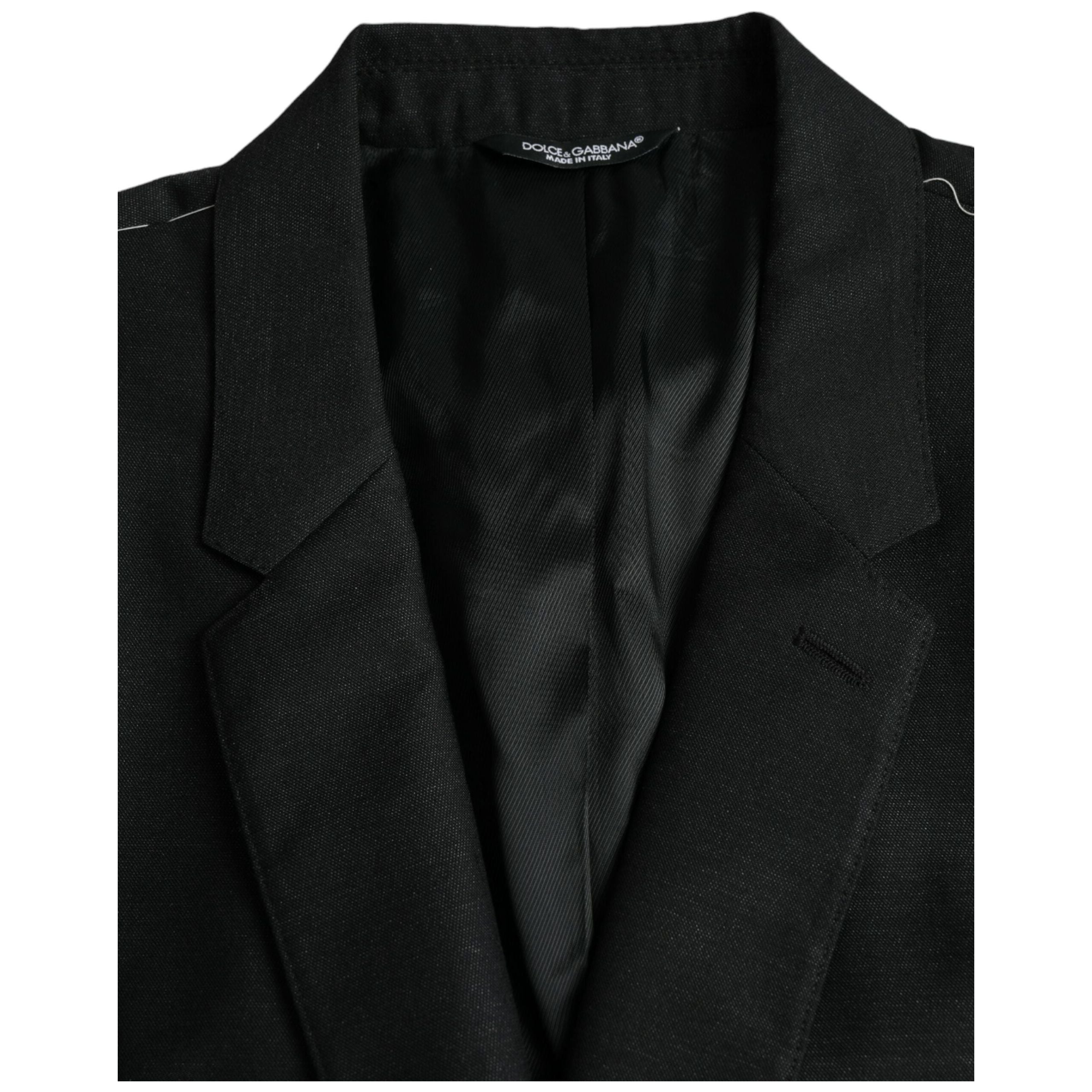 Dolce & Gabbana Black Wool Notch Single Breasted Coat Blazer
