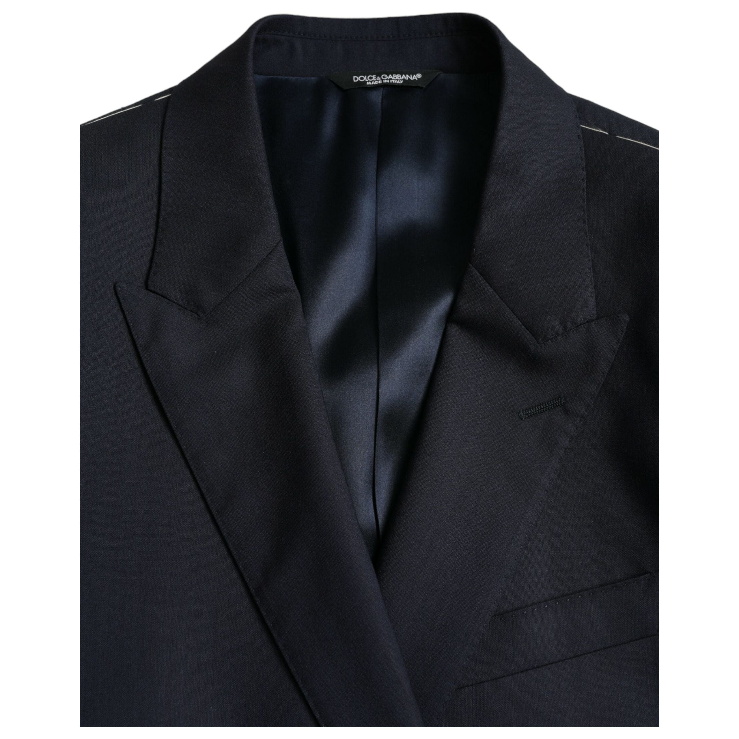 Dolce & Gabbana Dark Blue Wool Single Breasted Coat Blazer