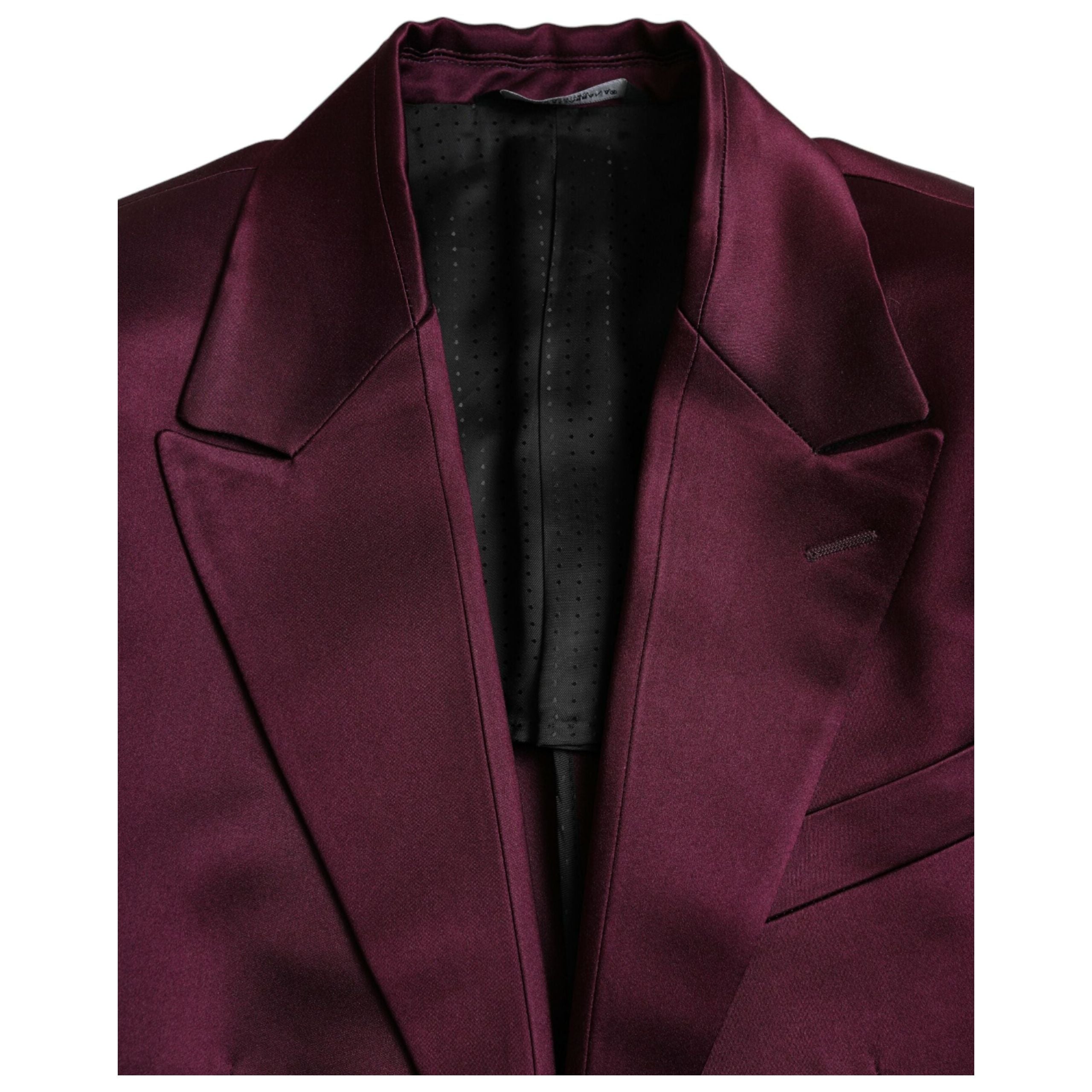 Dolce & Gabbana Maroon Silk Single Breasted Coat Blazer