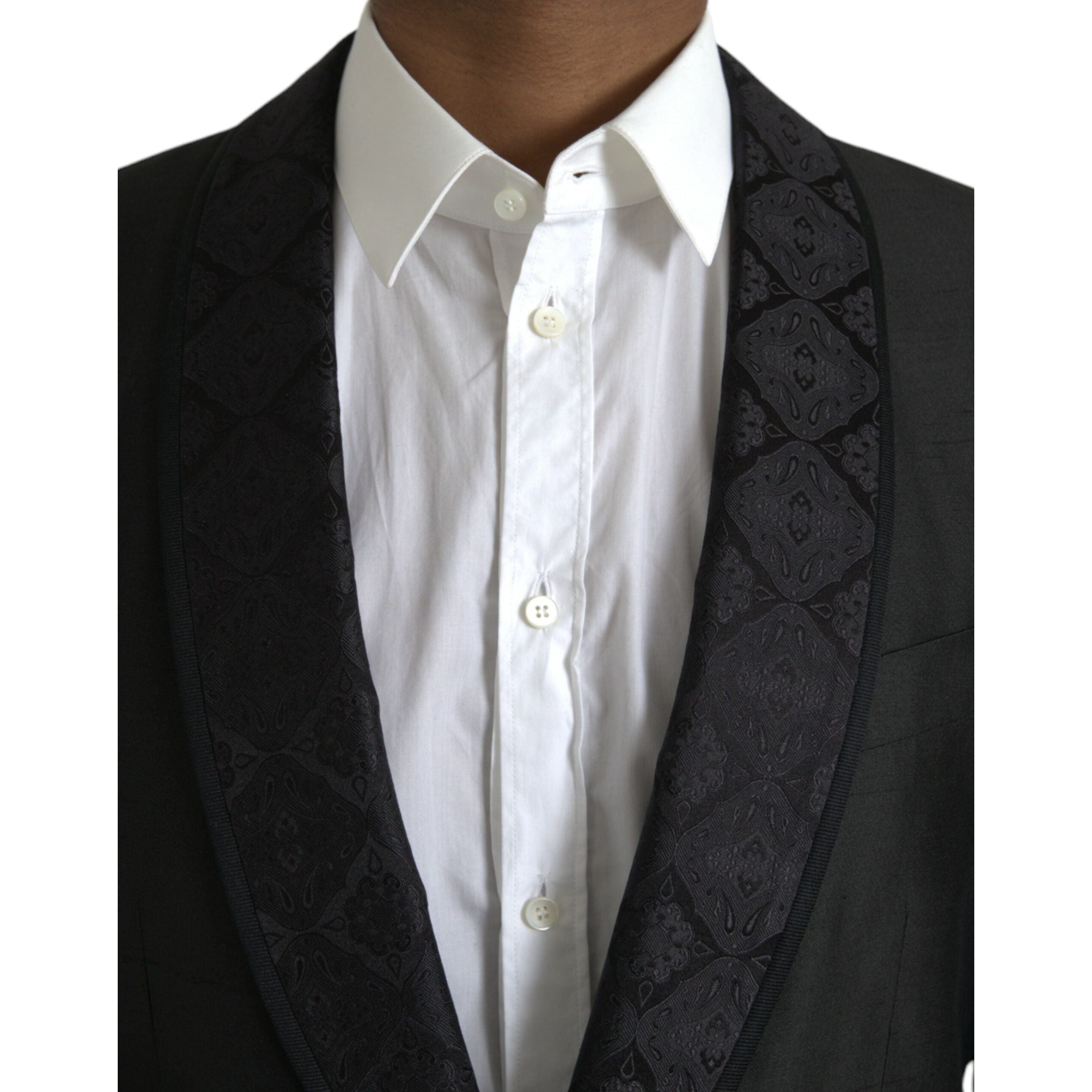 Dolce & Gabbana Black Silk MARTINI Single Breasted Coat Blazer