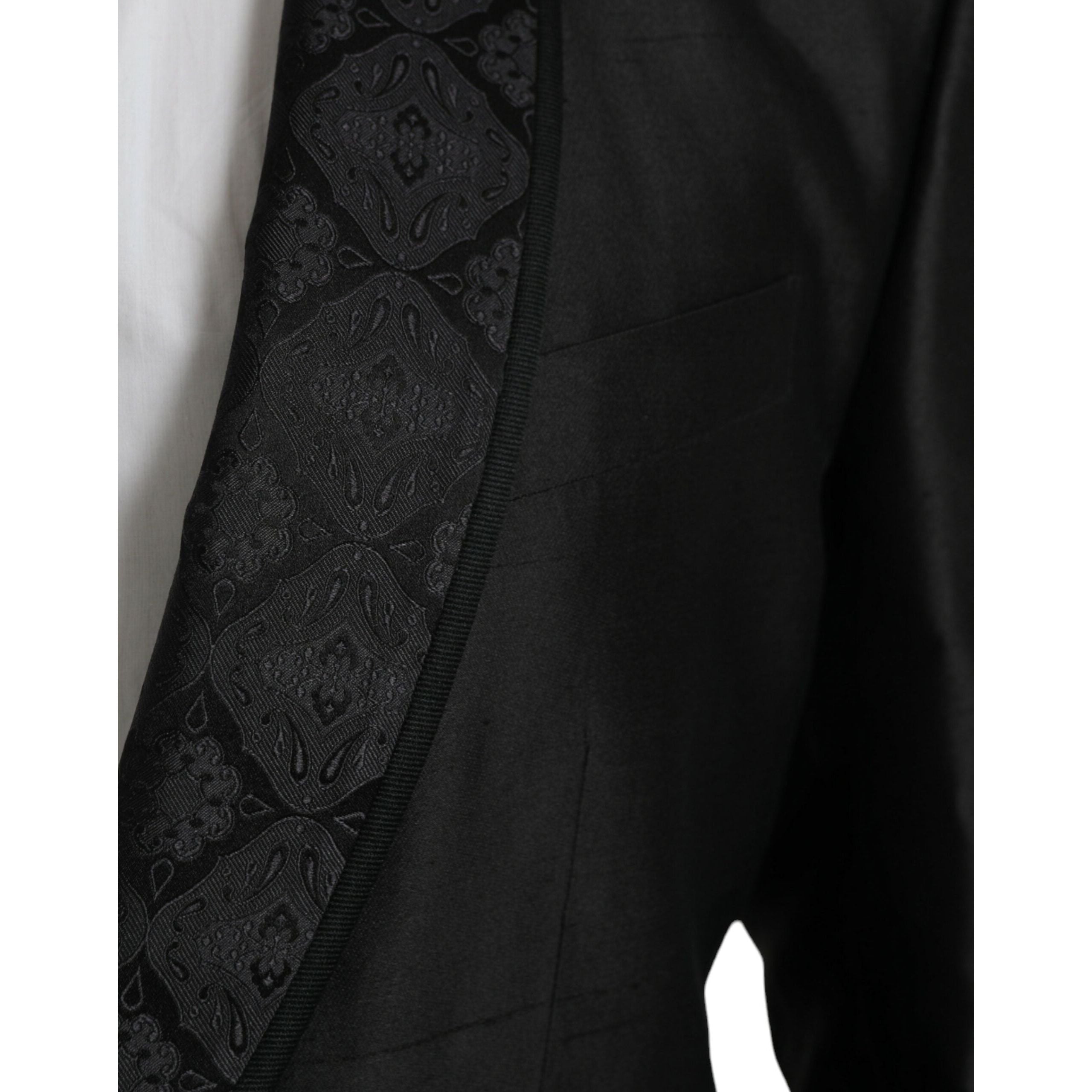 Dolce & Gabbana Black Silk MARTINI Single Breasted Coat Blazer