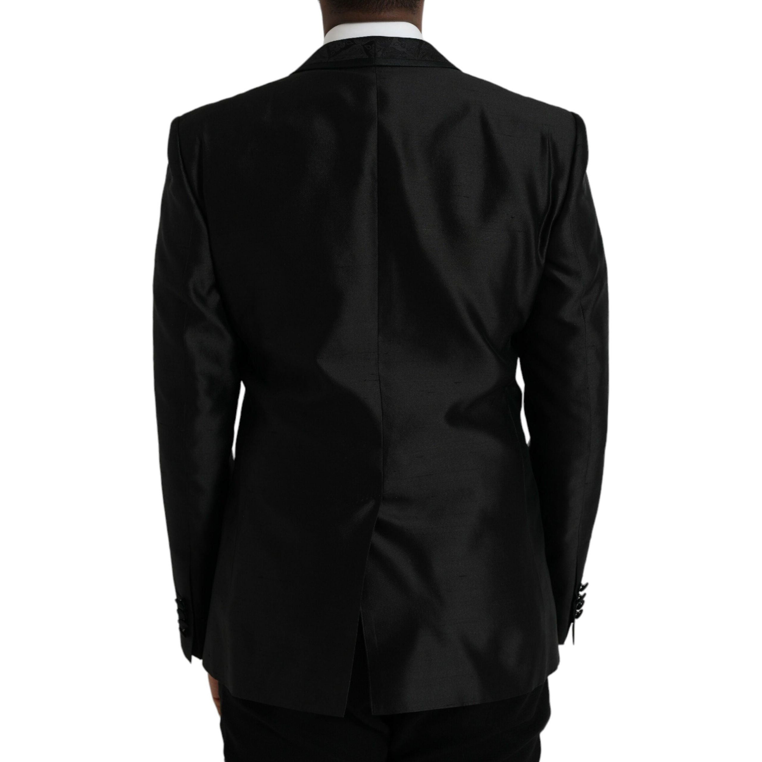 Dolce & Gabbana Black Silk MARTINI Single Breasted Coat Blazer