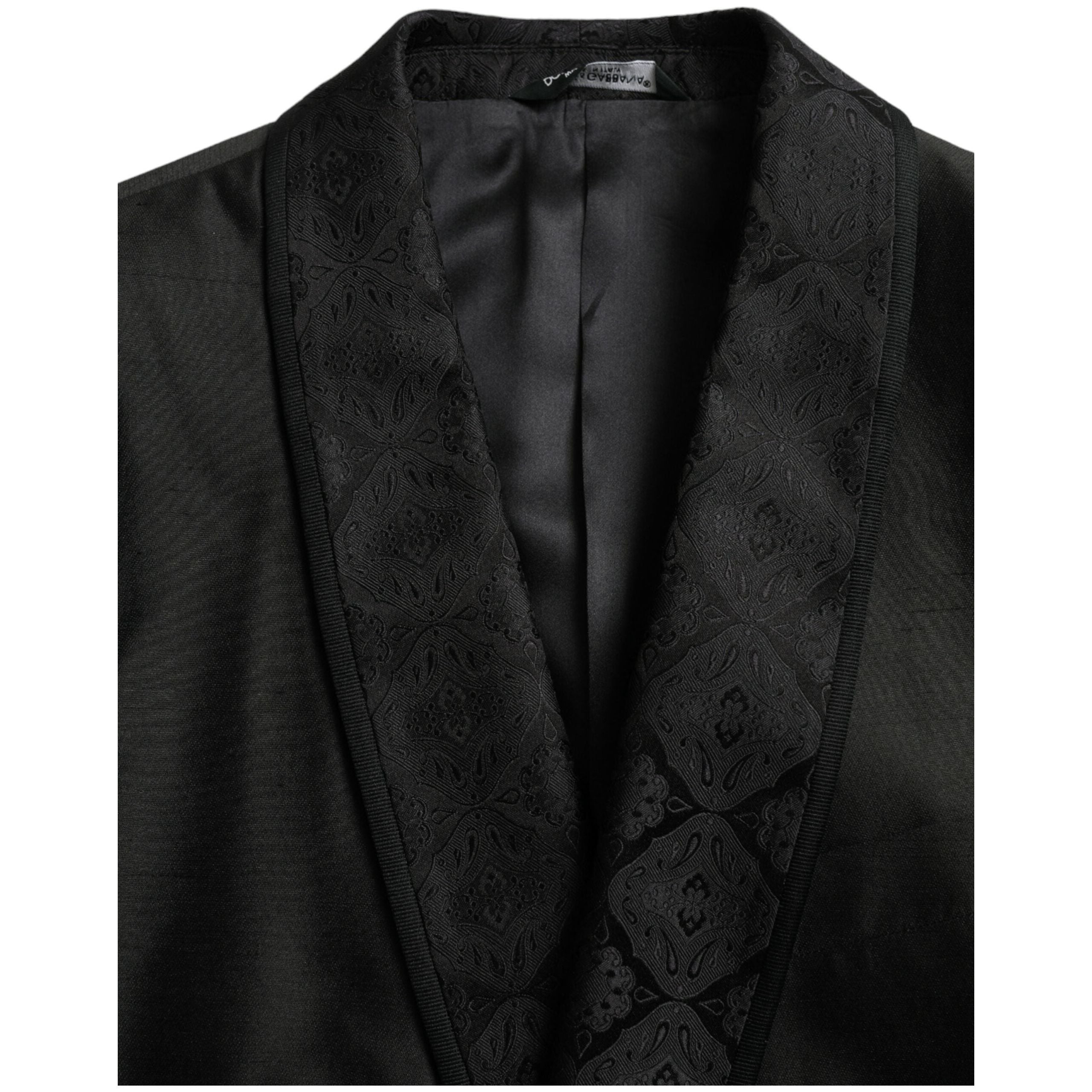 Dolce & Gabbana Black Silk MARTINI Single Breasted Coat Blazer