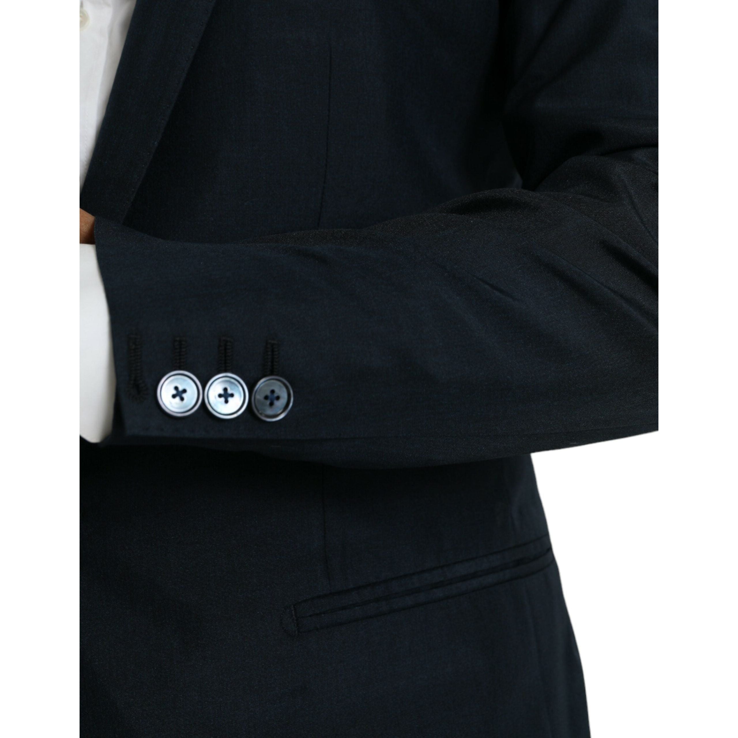 Dolce & Gabbana Blue Wool Notch Single Breasted Blazer