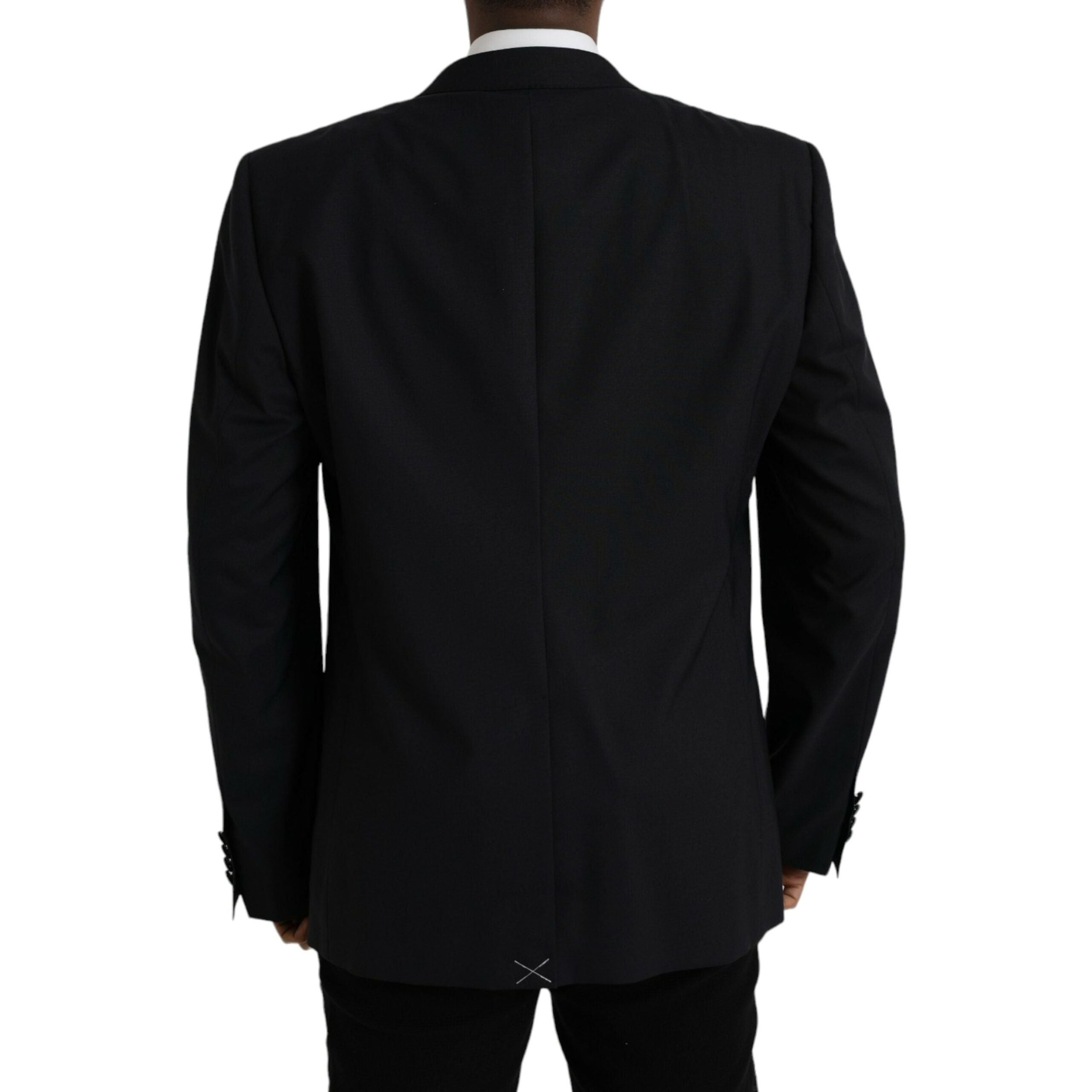 Dolce & Gabbana Blue Wool Silk Single Breasted Coat Blazer