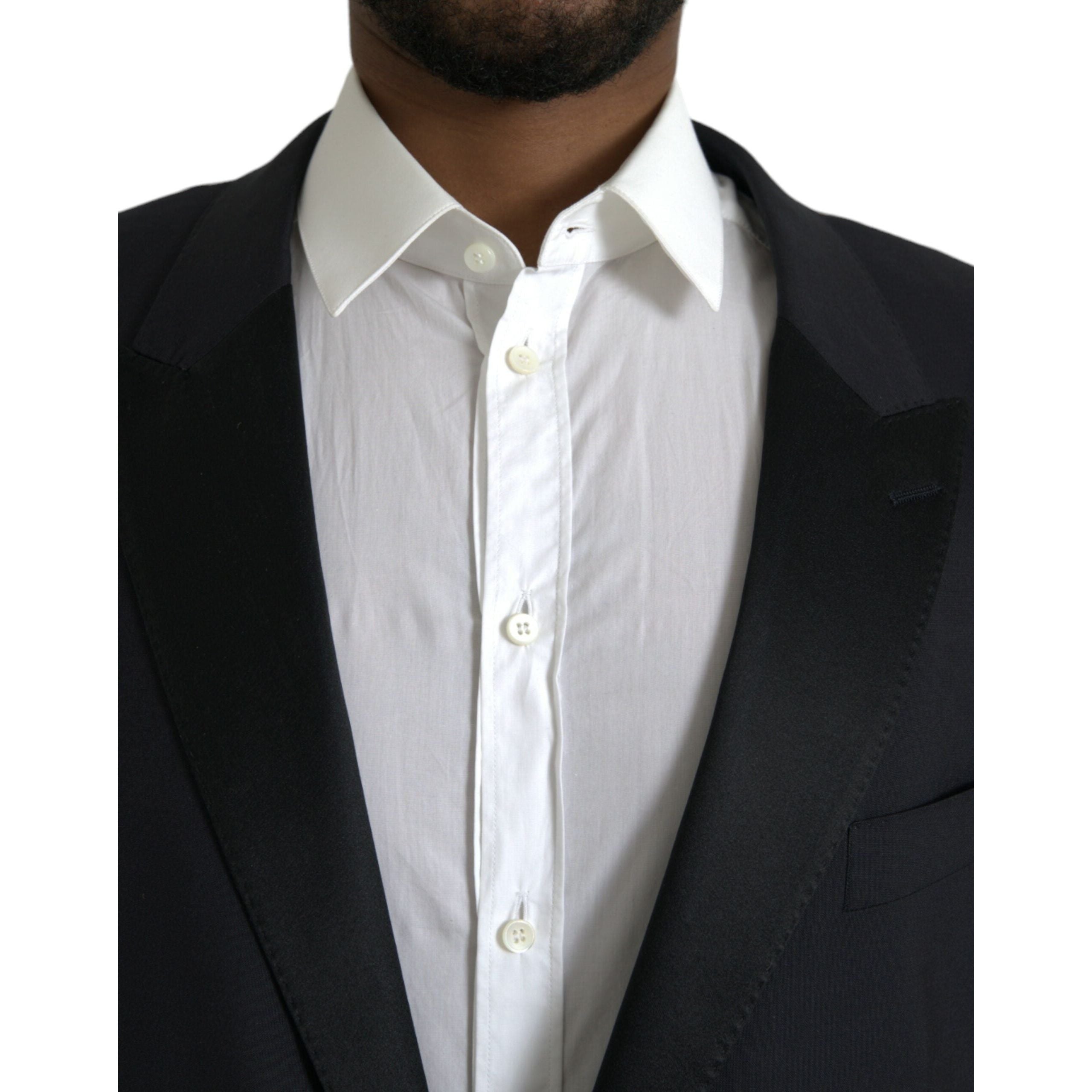 Dolce & Gabbana Blue Wool Silk Single Breasted Coat Blazer